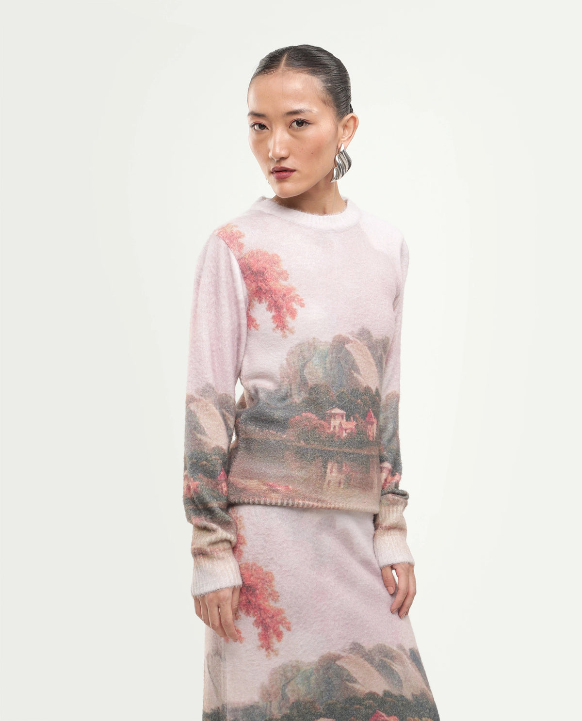 Rareism Women's Luro-T Dusky Multi Nylon Blend Pull-On Regular Fit Printed Sweater