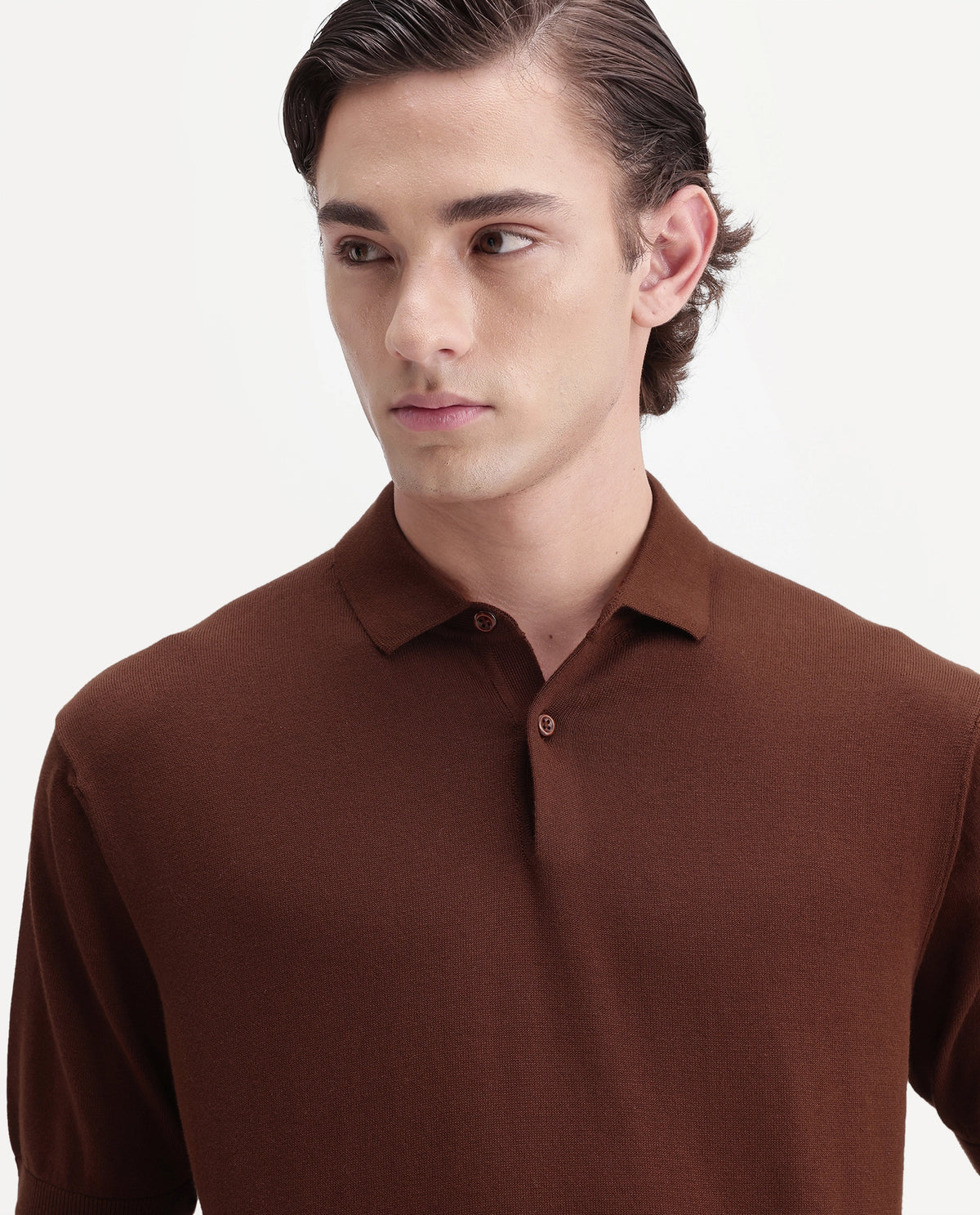 Rare Rabbit Men's Marti Rust Cotton Spread Collar Regular Plain Polo