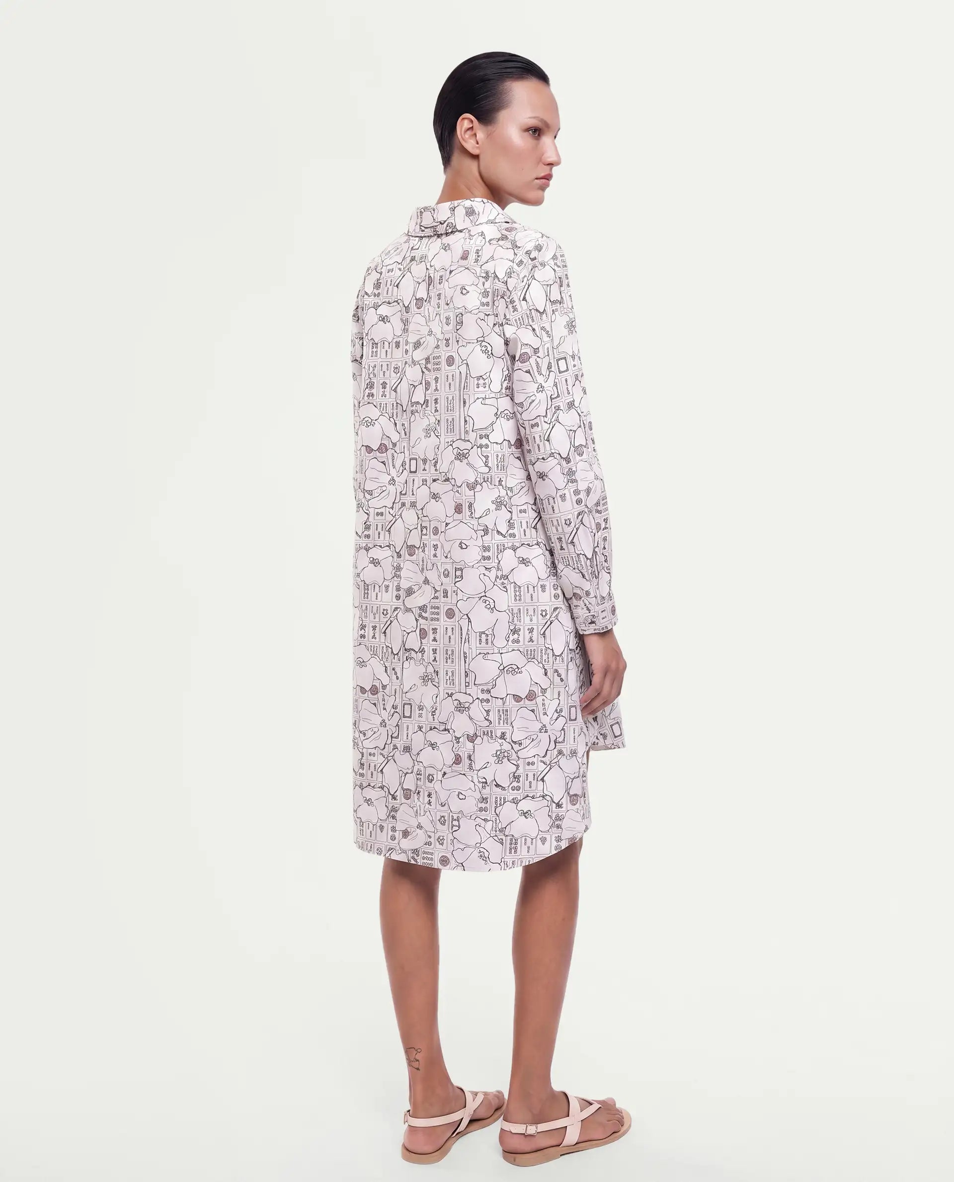 Rareism Women's Mleo Beige Cotton Button A-Line Dress