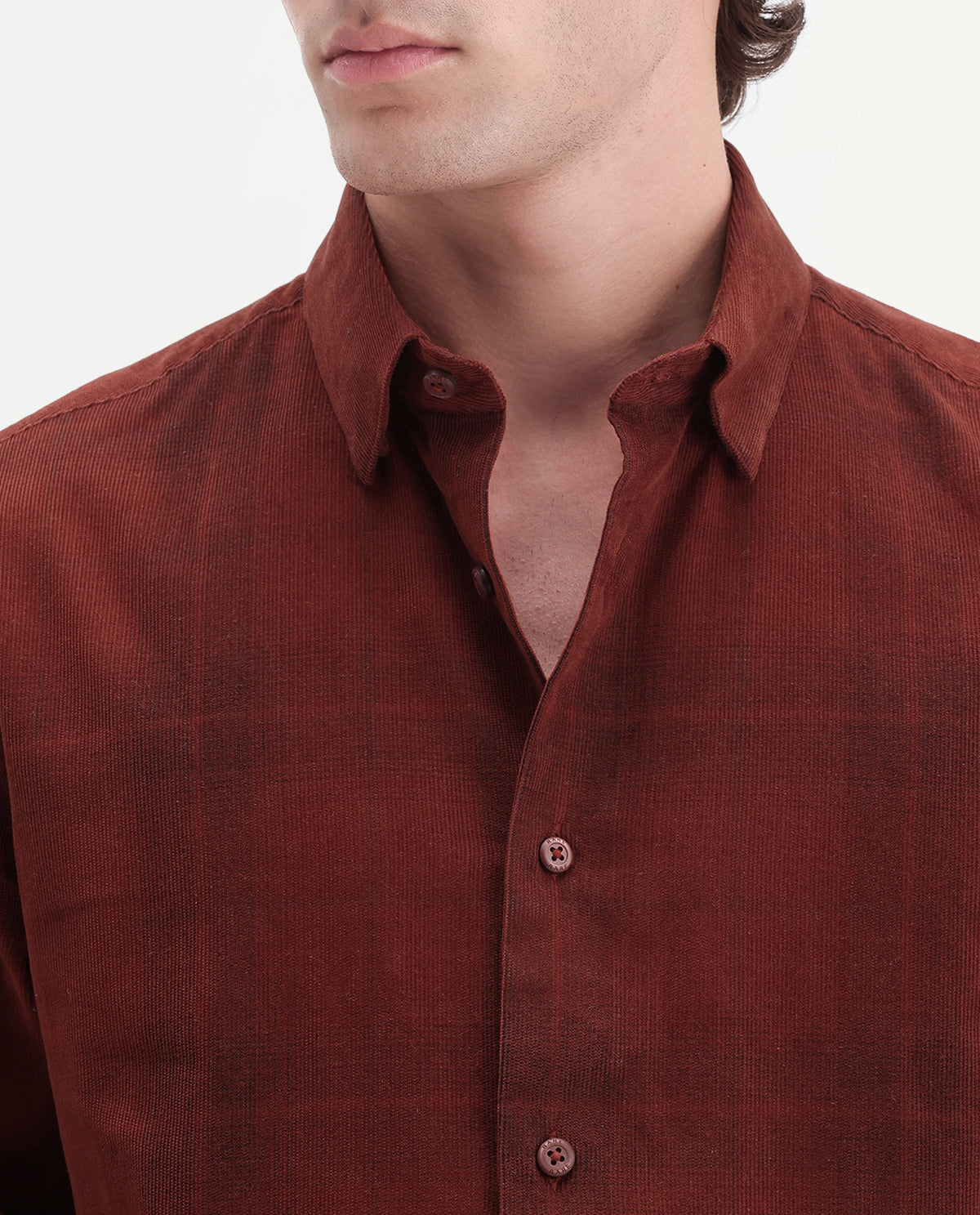 Rare Rabbit Men's Diego Rust Cotton Button Regular Fit Checked Shirt