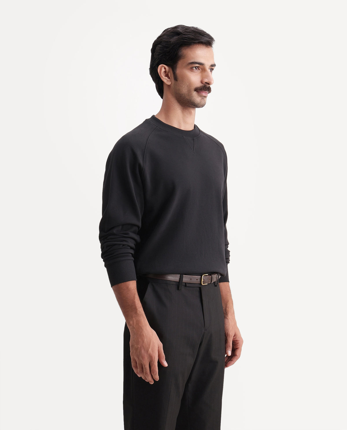 Rare Rabbit Men's Nabro Primary Black Cotton Blend Crew Neck Regular Plain Sweatshirt - image 5