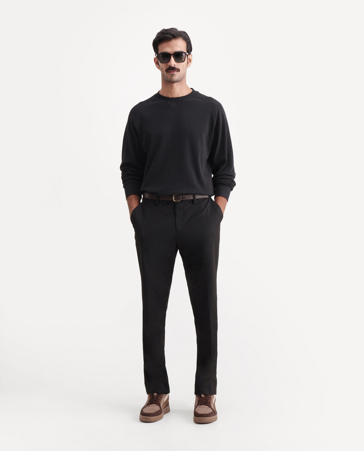 Rare Rabbit Men's Nabro Primary Black Cotton Blend Crew Neck Regular Plain Sweatshirt - image 2