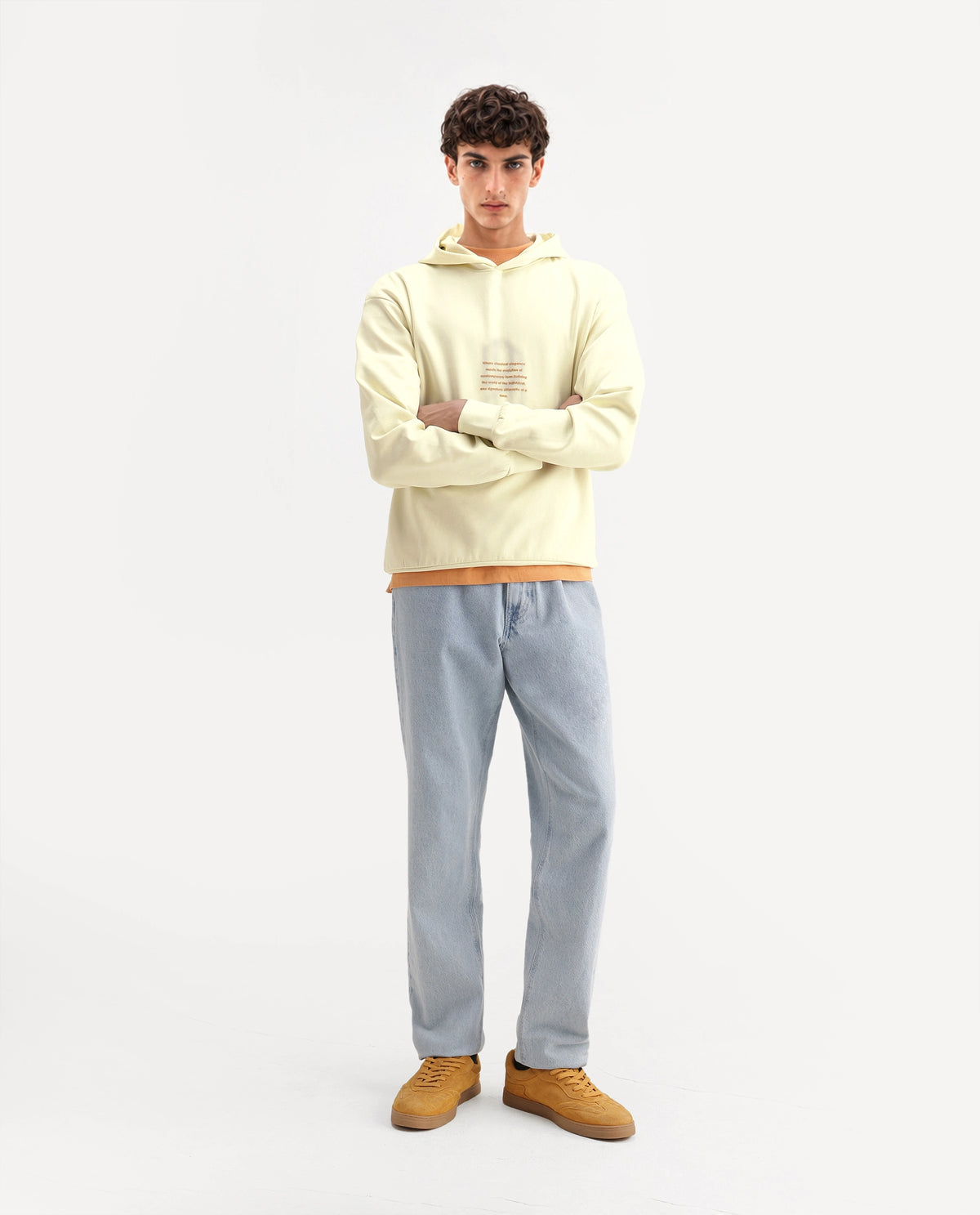 Rare Rabbit Men's Ble Light Yellow Cotton Blend Hooded Regular Graphic Print Sweatshirt - image 2