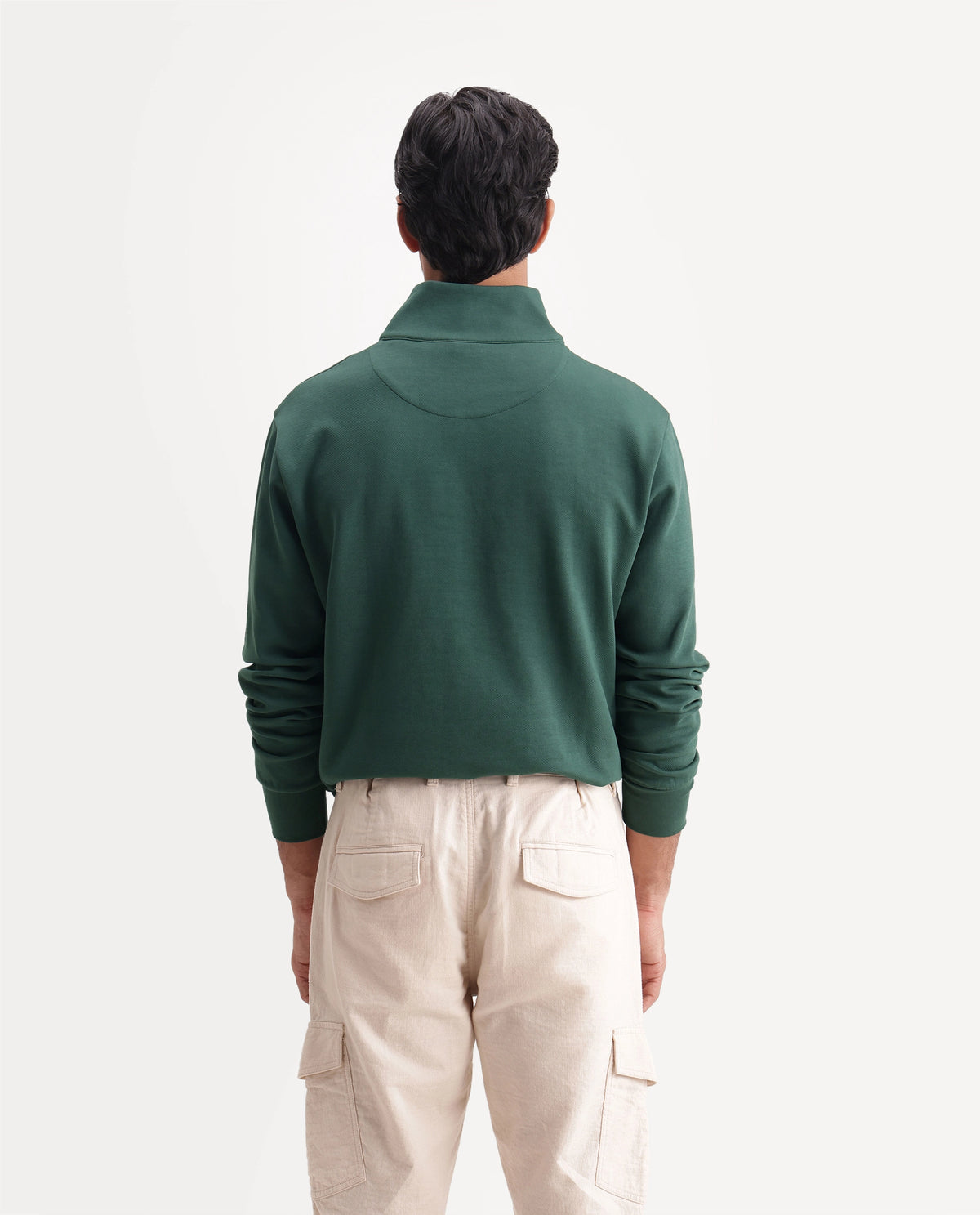 Rare Rabbit Men's Polza Green Cotton Blend Stand Collar Zipper Regular Plain Sweatshirt - image 6
