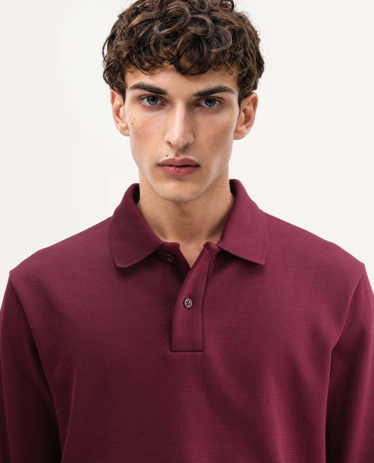 Rare Rabbit Men's Niue Dark Maroon Cotton Blend Spread Collar Regular Plain Polo