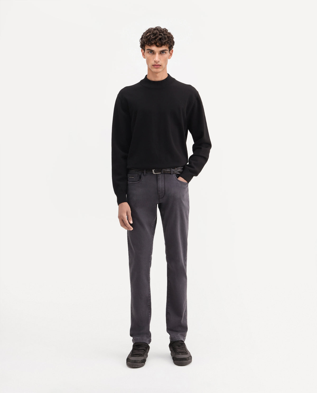 Rare Rabbit Men's Kor G Primary Grey Cotton Blend Hawk Slim Plain Jeans