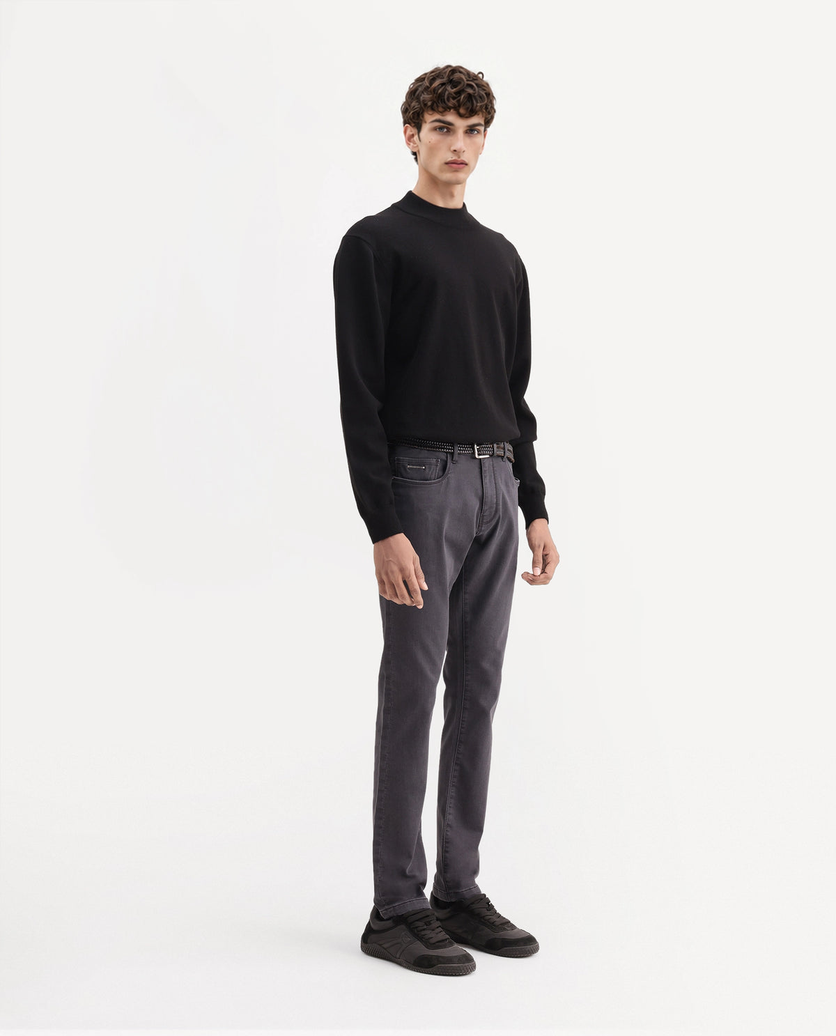 Rare Rabbit Men's Kor G Primary Grey Cotton Blend Hawk Slim Plain Jeans