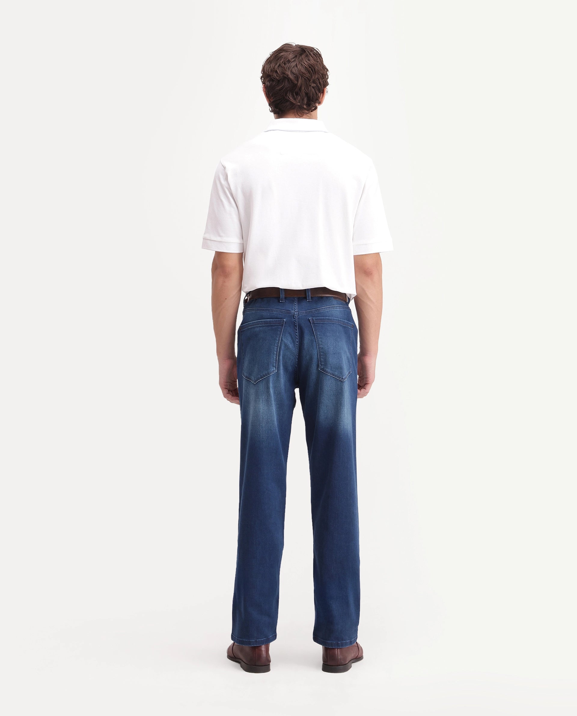 Rare Rabbit Men's Slig 1 Primary Blue Cotton Blend Morris Regular Plain Jeans