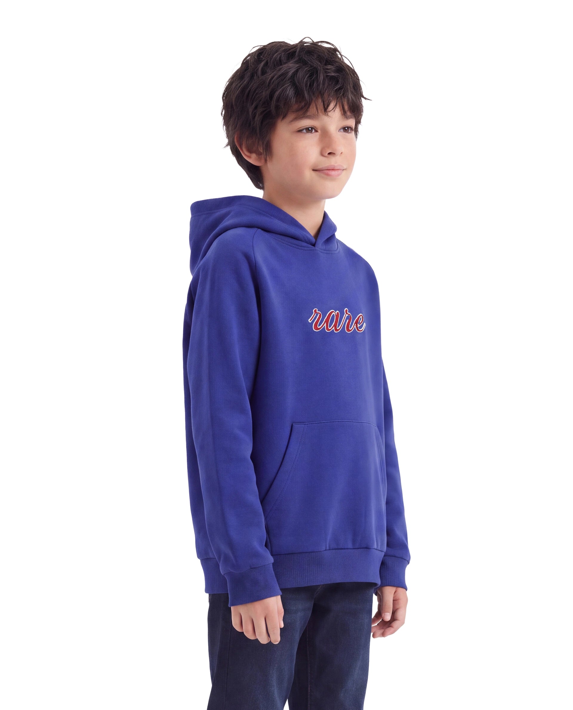 Rare Ones Kids Reo Purple Cotton Blend Fabric Hooded Pull-On Closure Regular Fit Typography Print Sweatshirt