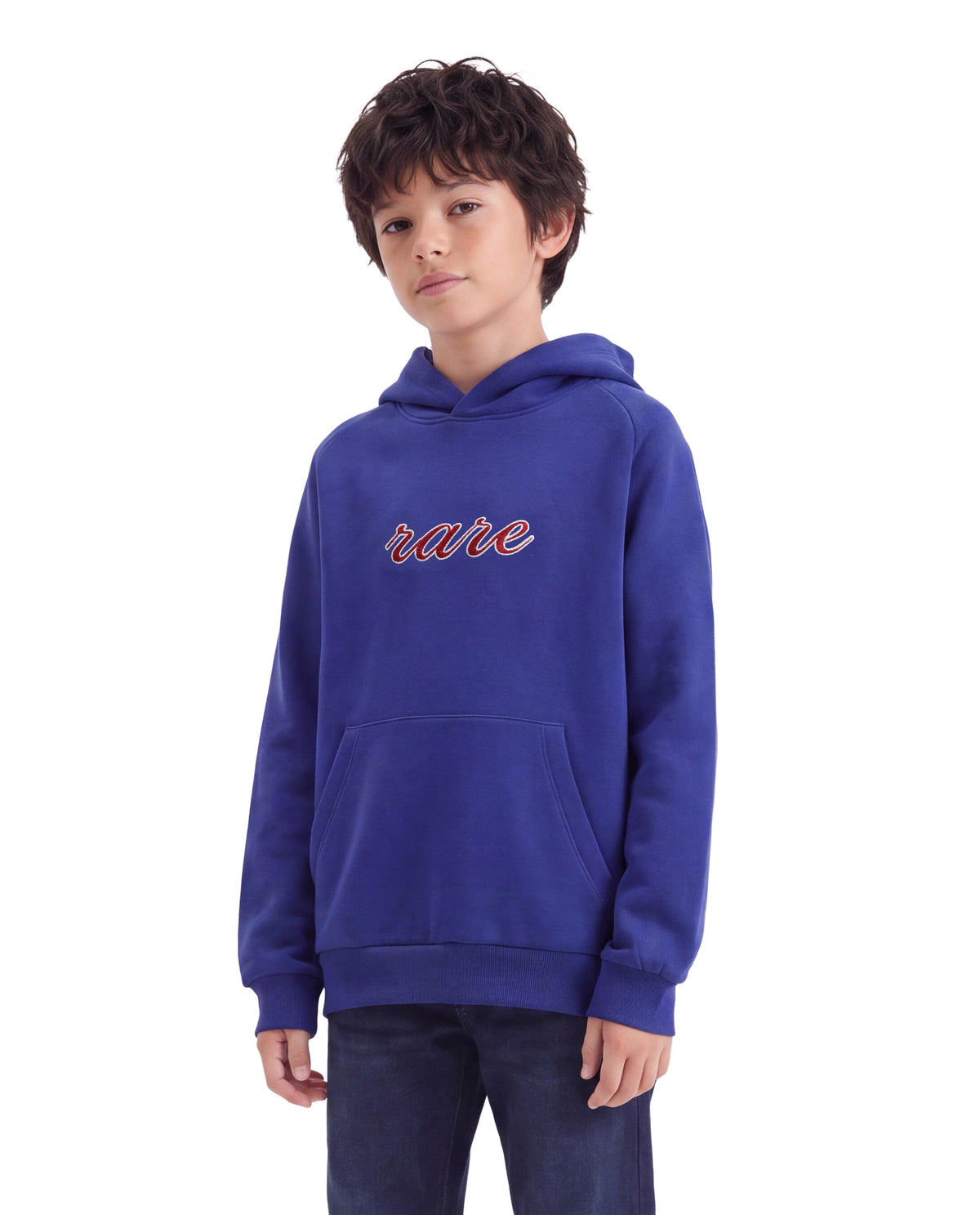 Rare Ones Kids Reo Purple Cotton Blend Fabric Hooded Pull-On Closure Regular Fit Typography Print Sweatshirt