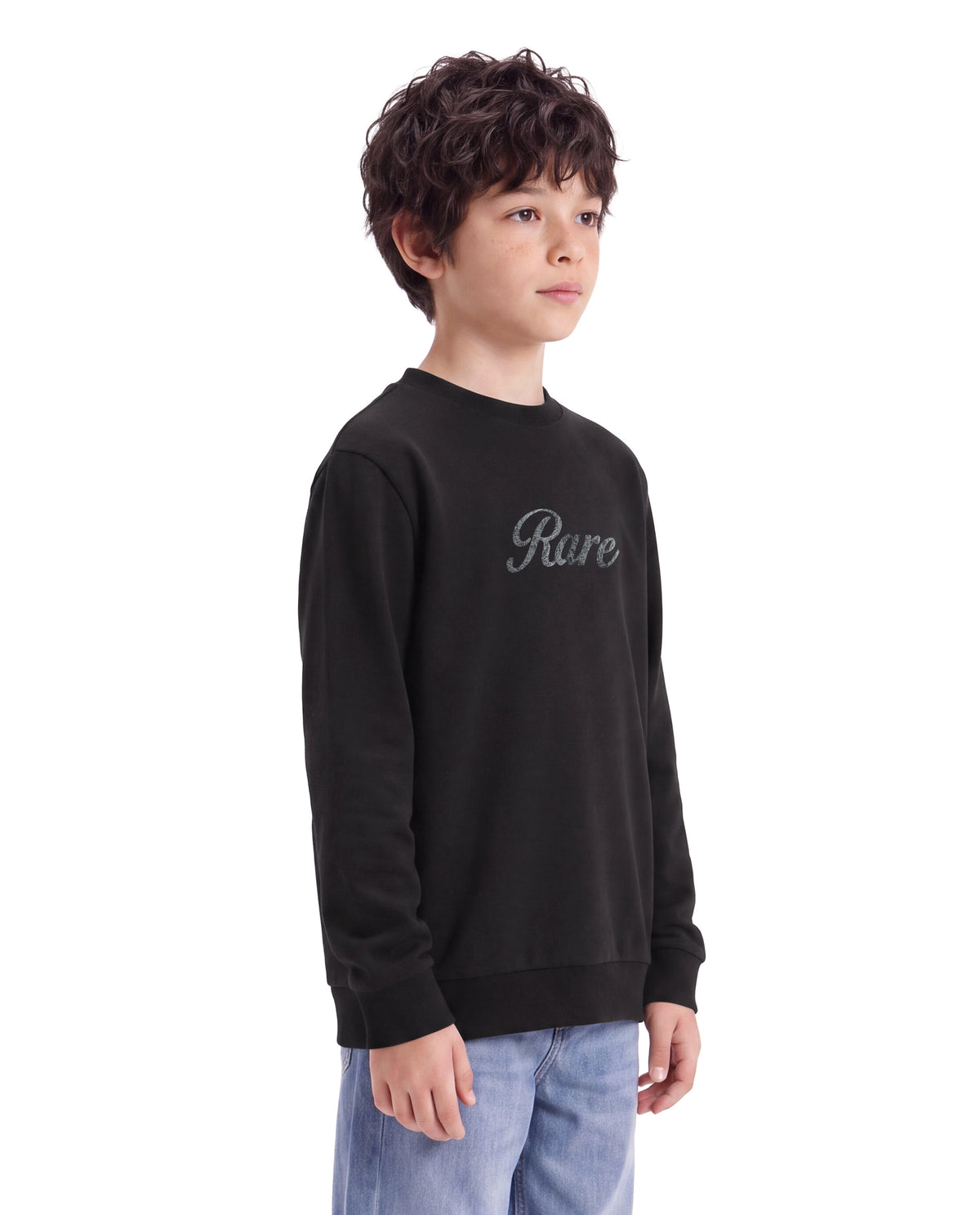 Rare Ones Kids Hank Black Cotton Blend Fabric Pull-On Regular Fit Embroidered T-Shirt