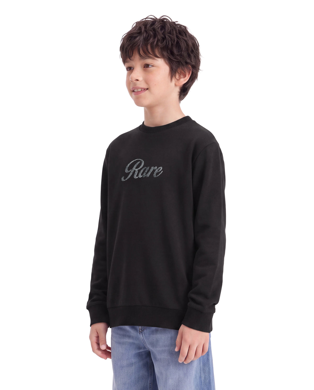 Rare Ones Kids Hank Black Cotton Blend Fabric Pull-On Regular Fit Embroidered T-Shirt