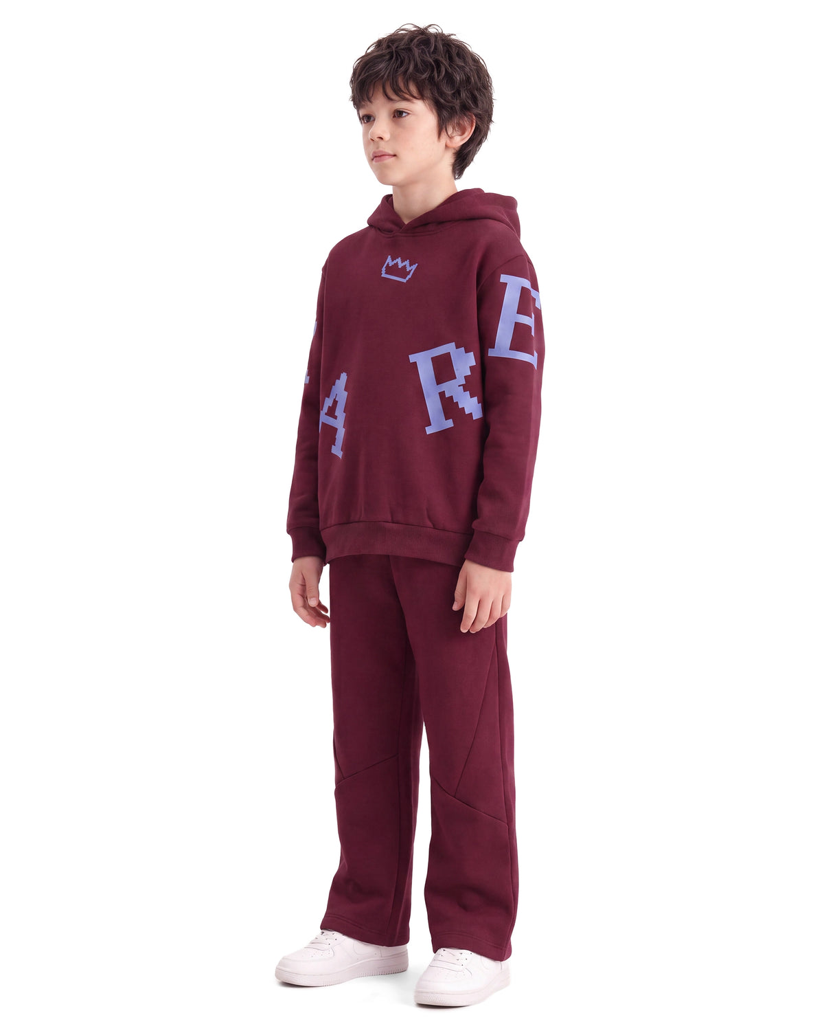 Rare Ones Kids Placo-B Maroon Cotton Blend Fabric Drawstring Closure Jogger Fit Plain Track Pant