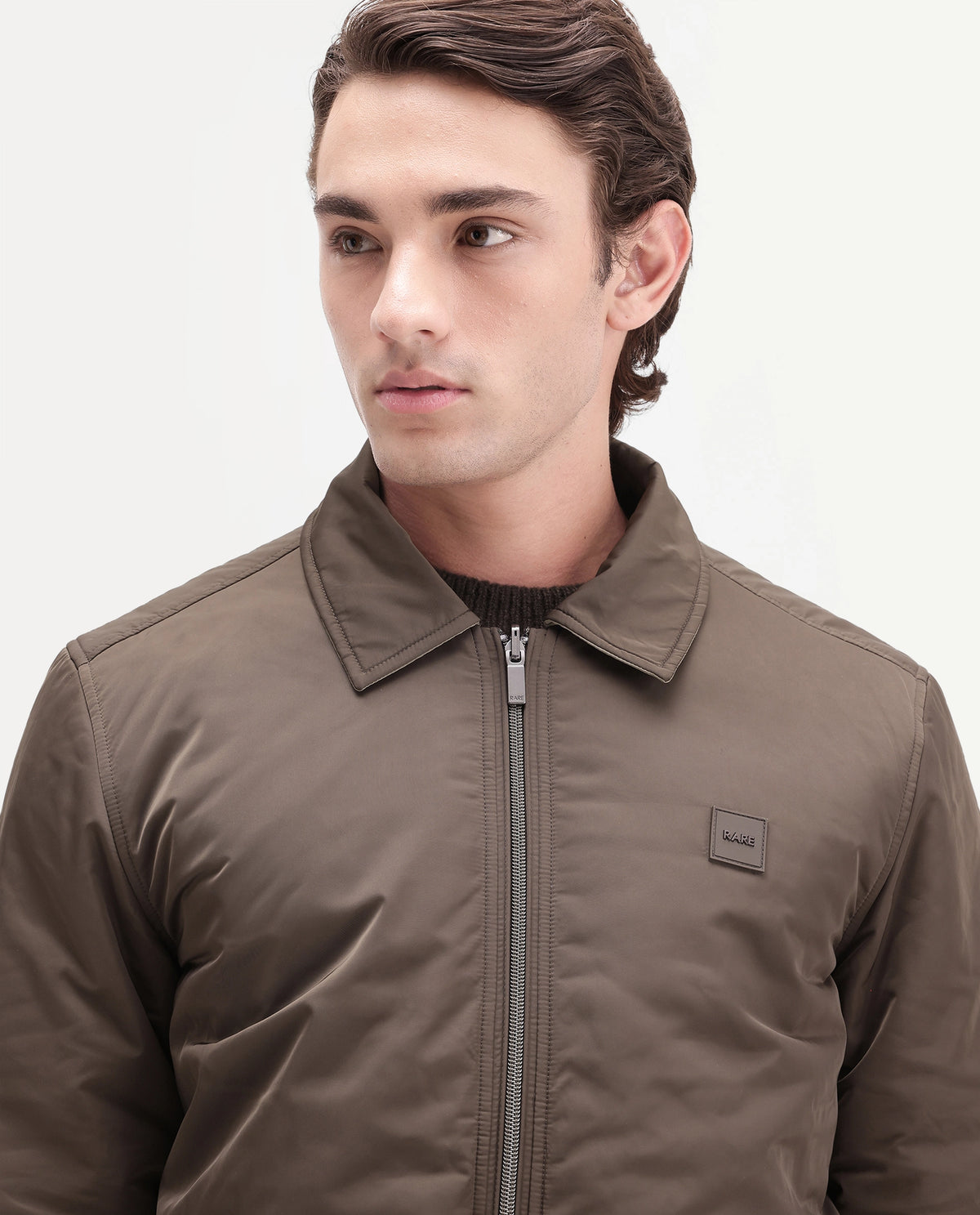 Rare Rabbit Men's Roy Primary Brown Polyester High Neck Regular Plain Jacket