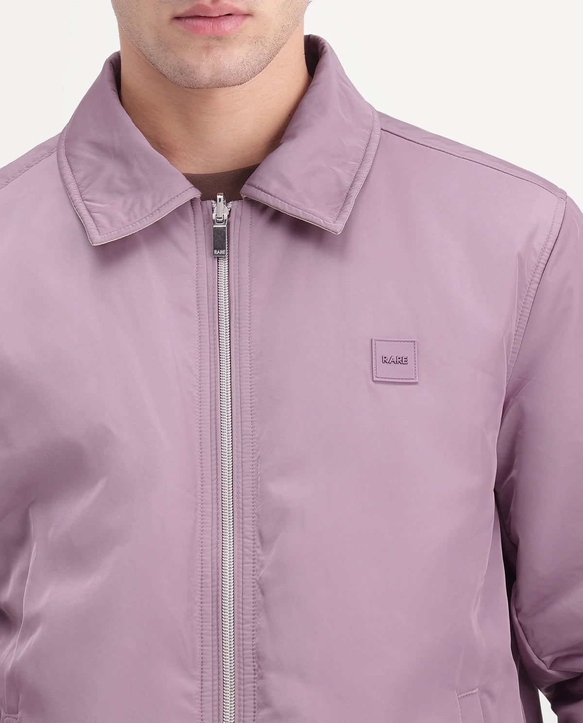 Rare Rabbit Men's Roy Dusky Purple Polyester High Neck Regular Plain Jacket