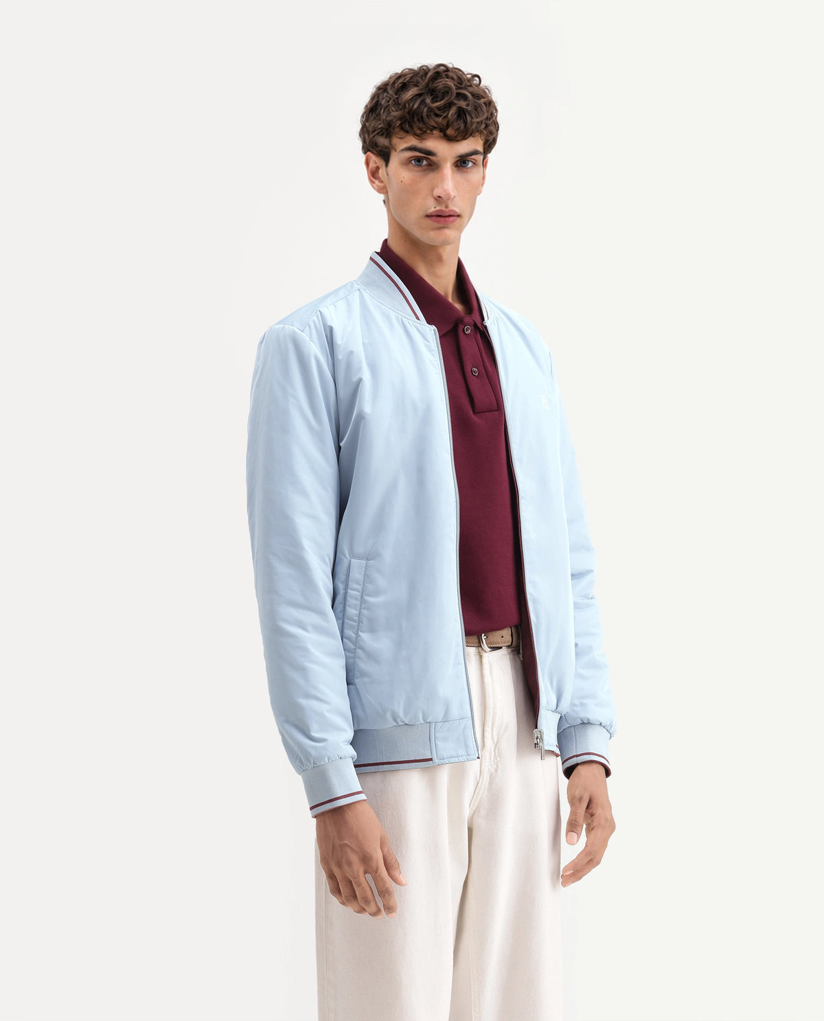 Rare Rabbit Men's Ban Primary Blue Polyester High Neck Regular Plain Jacket