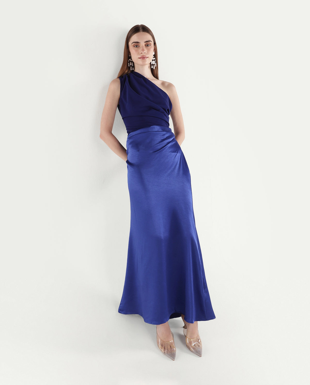 Rareism Women's Pache Navy Polyester Zipper Fitted Plain Dress - image 1