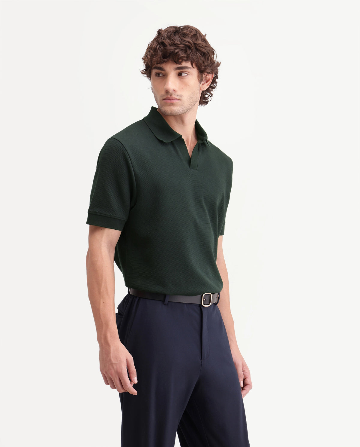 Rare Rabbit Men's Claws Dark Green Cotton Blend Jonny Collar Regular Plain Polo