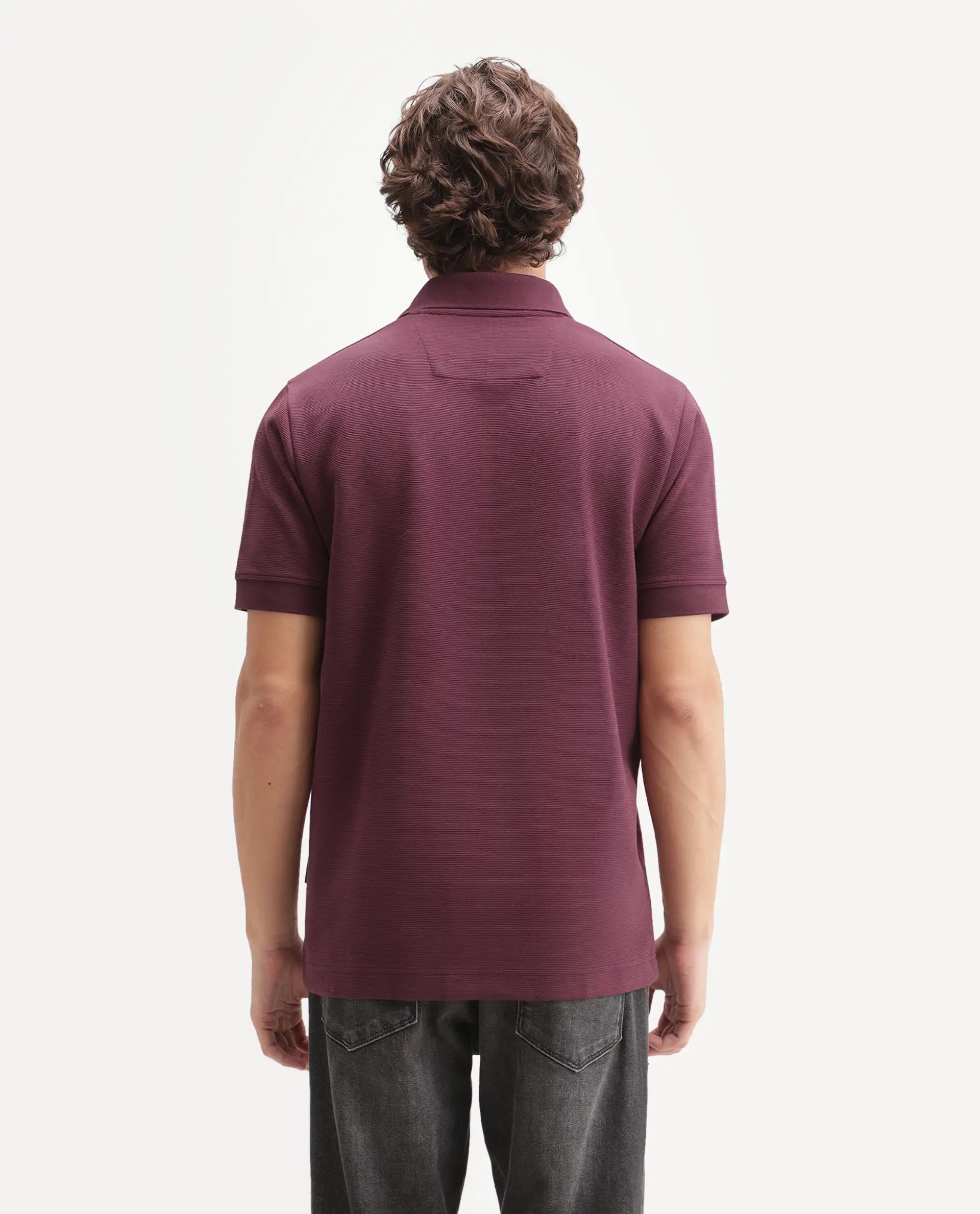 Rare Rabbit Men's Claws Primary Red Cotton Blend Jonny Collar Regular Plain Polo