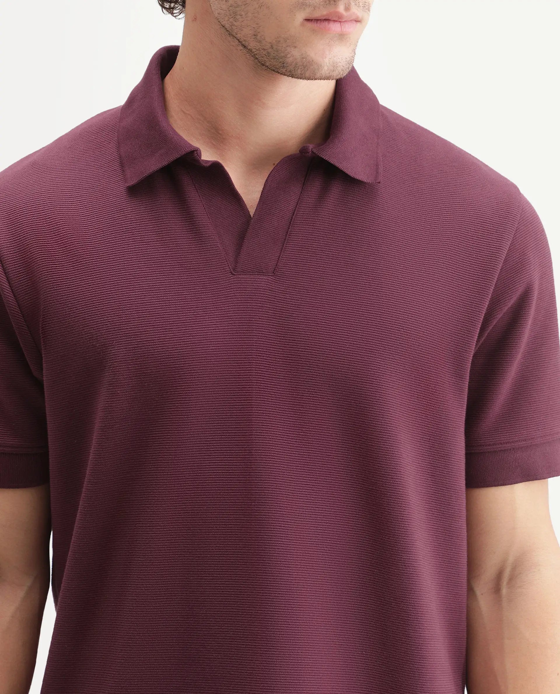 Rare Rabbit Men's Claws Primary Red Cotton Blend Jonny Collar Regular Plain Polo