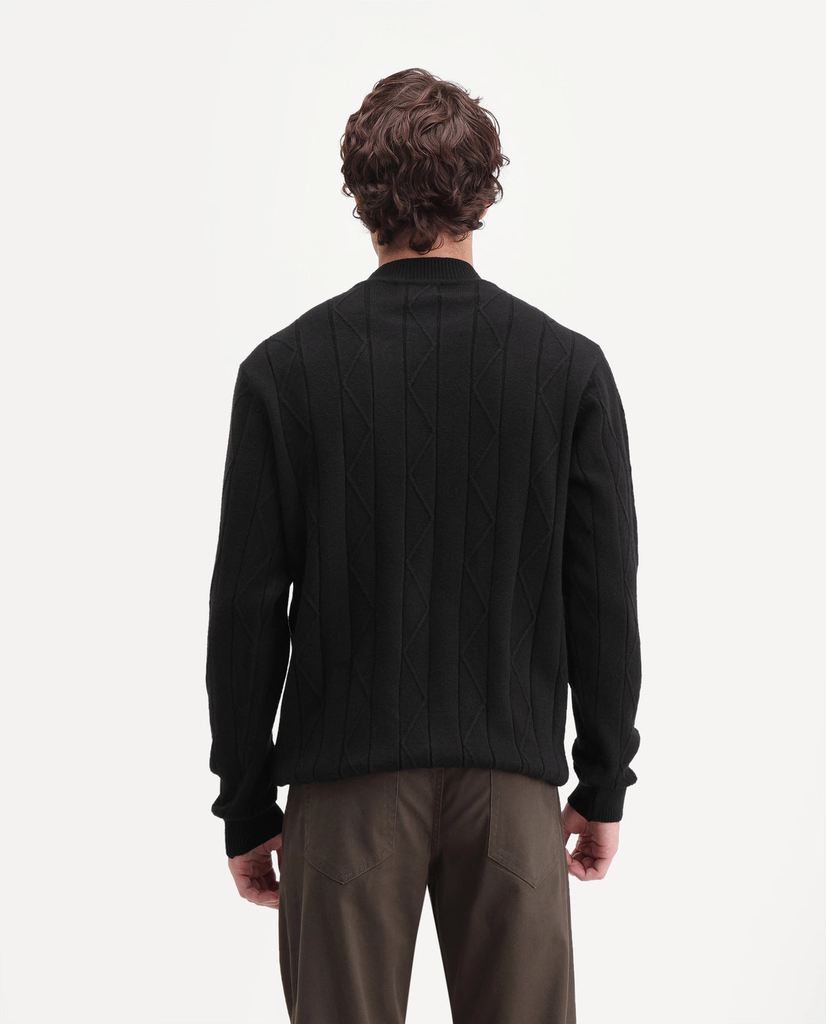 Rare Rabbit Men Byro Primary Black Acrylic Blend Crew Neck Plain Textured Sweater