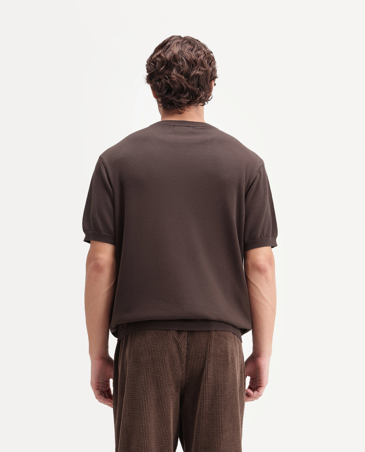 Rare Rabbit Men's  Erter Dark Brown Cotton Crew Neck Regular Plain T-Shirt