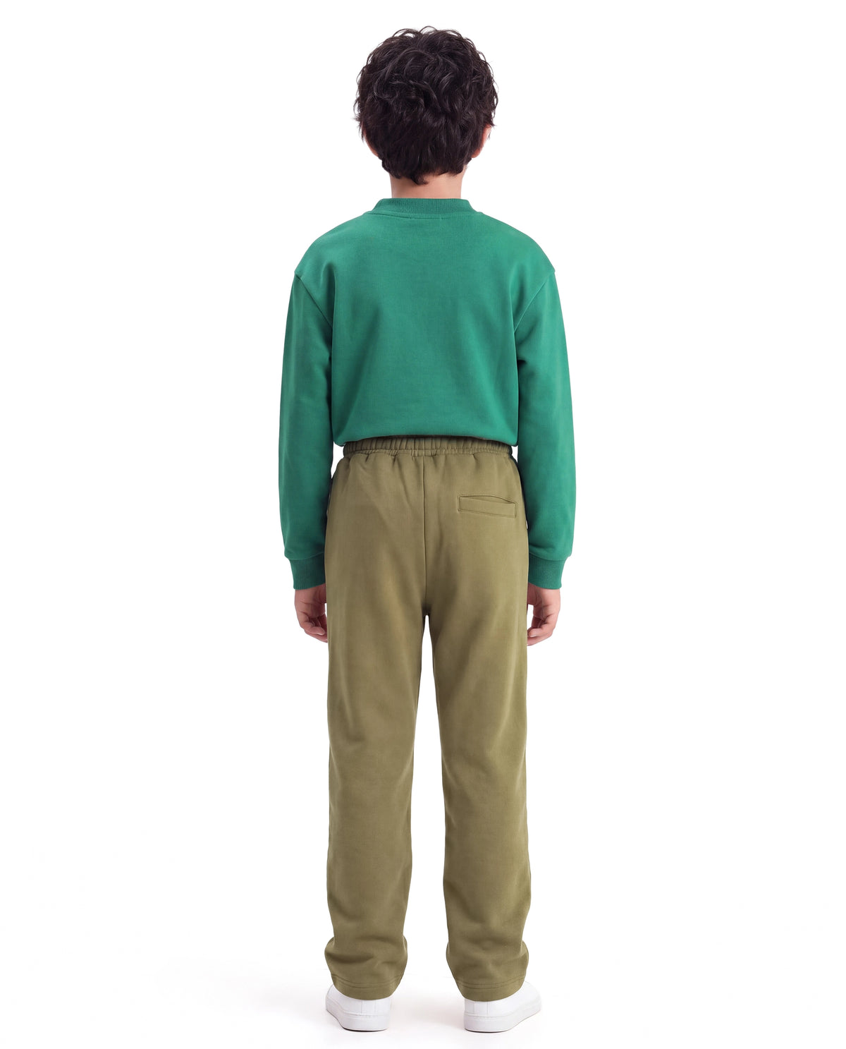 Rare Ones Kids Consi-B Olive Cotton Blend Fabric Drawstring Closure Straight Fit Plain Track Pant