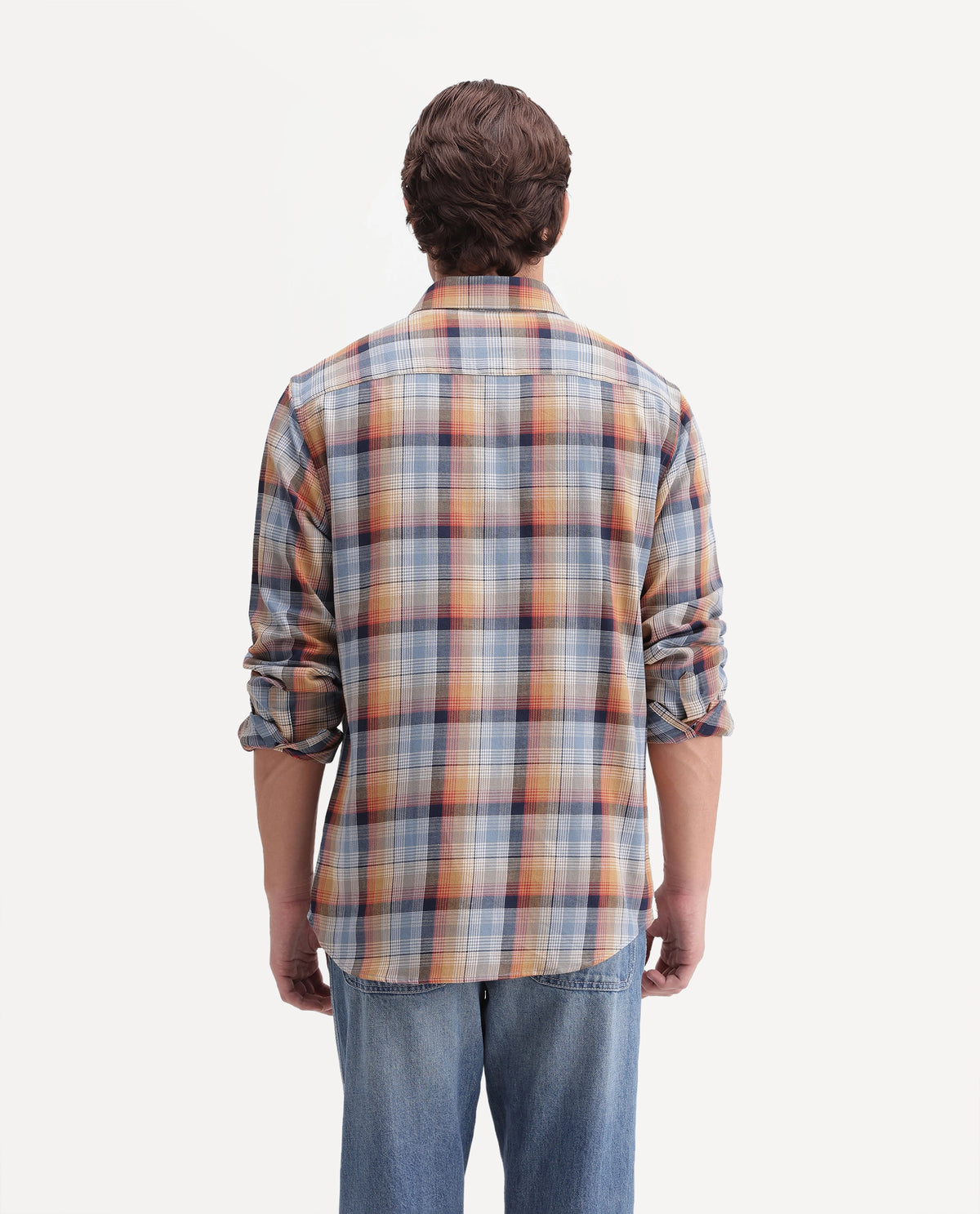 Rare Rabbit Men's Uvar Multi Cotton Spread Collar Regular Checked Shirt