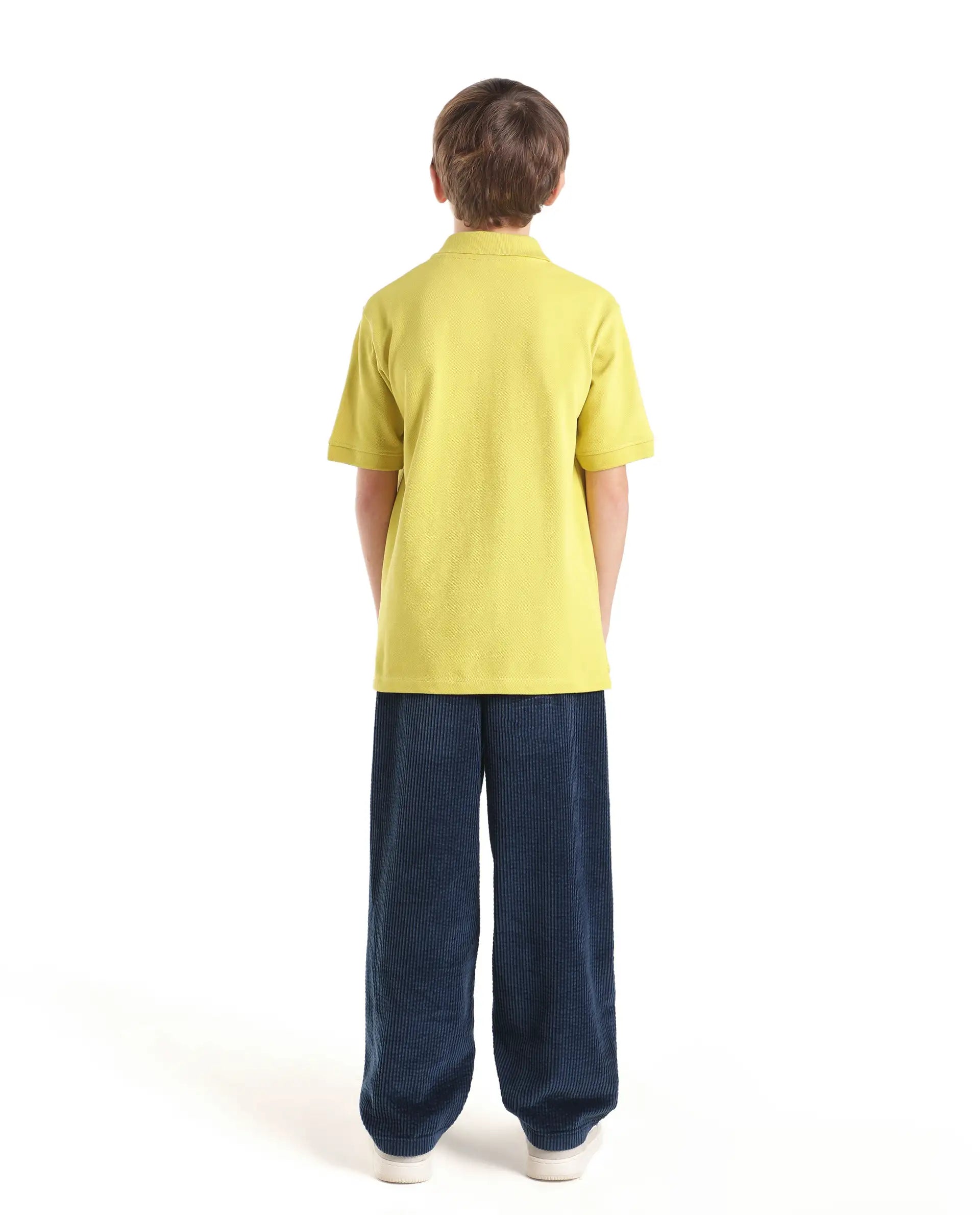 Rare Ones Kids Caro-T Navy Cotton Fabric Button And Zip Closure Regular Fit Plain Trouser