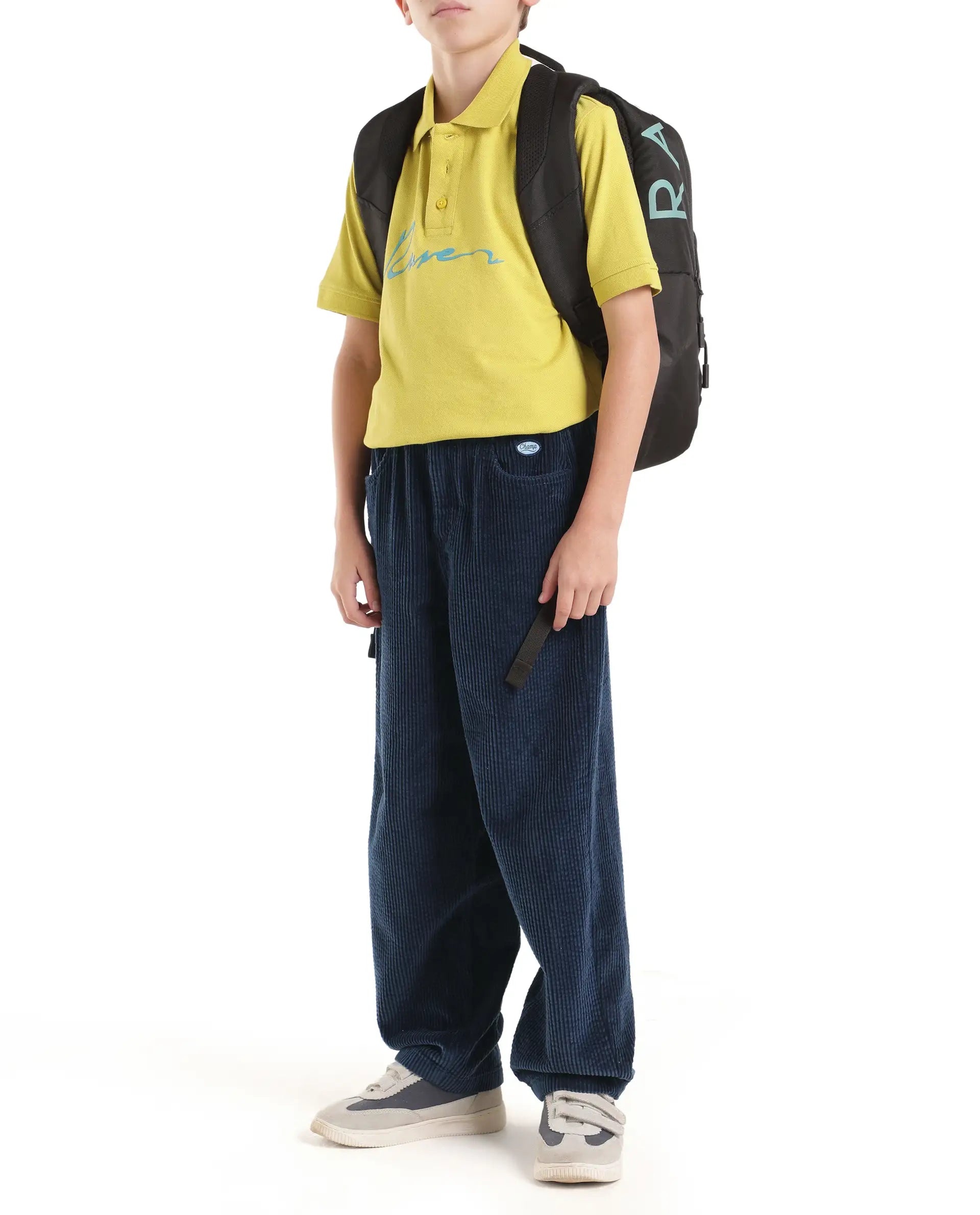 Rare Ones Kids Caro-T Navy Cotton Fabric Button And Zip Closure Regular Fit Plain Trouser