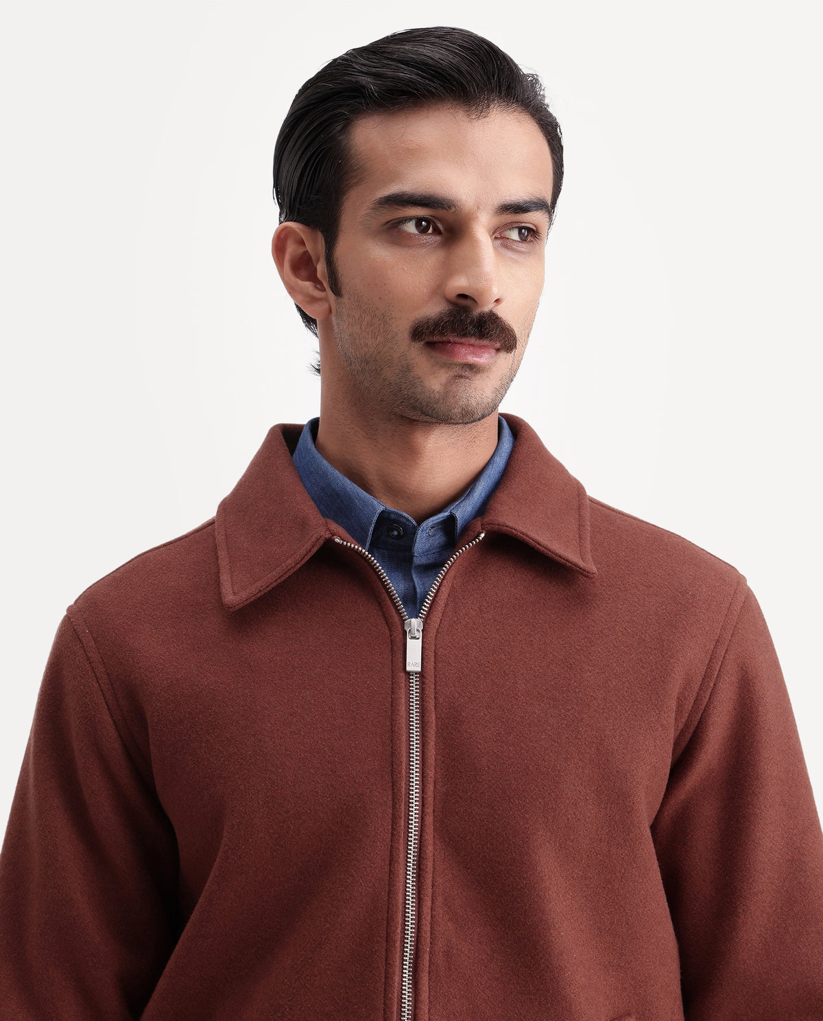 Rare Rabbit Men's Tweeder-26 Brown Polyester Spread Collar Regular Plain Jacket - image 3