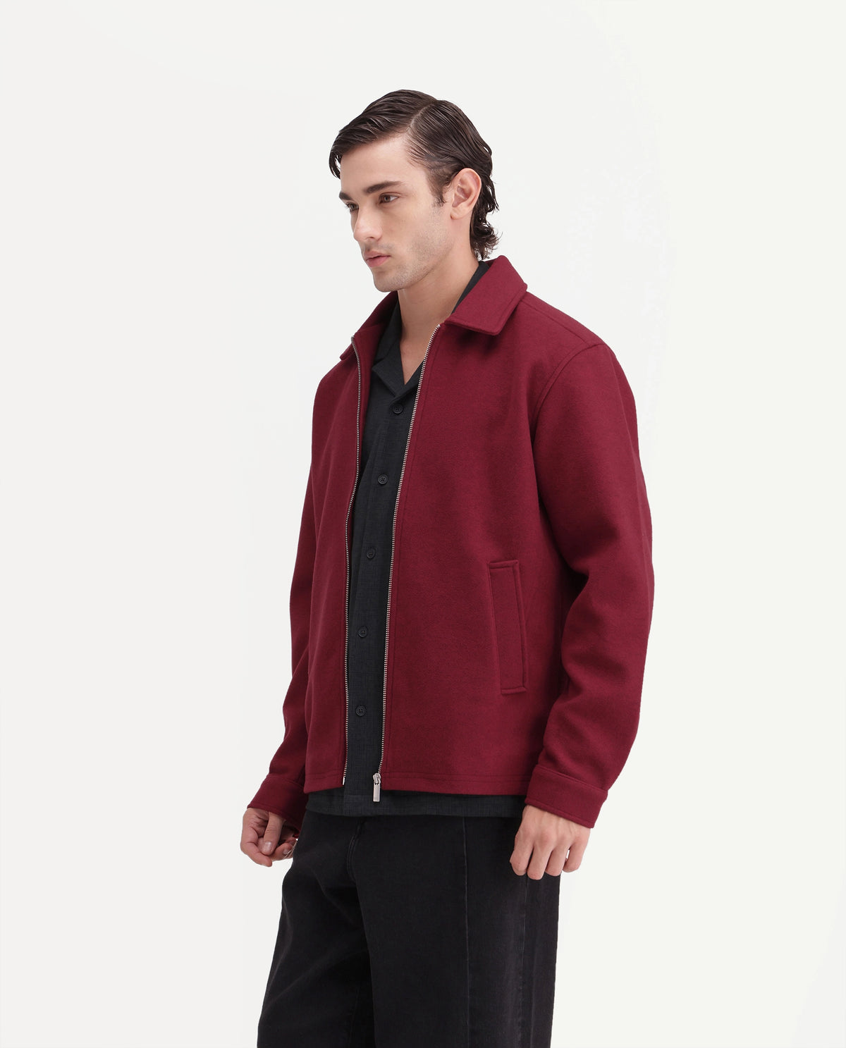 Rare Rabbit Men's Tweeder-26 Red Polyester Spread Collar Regular Plain Jacket