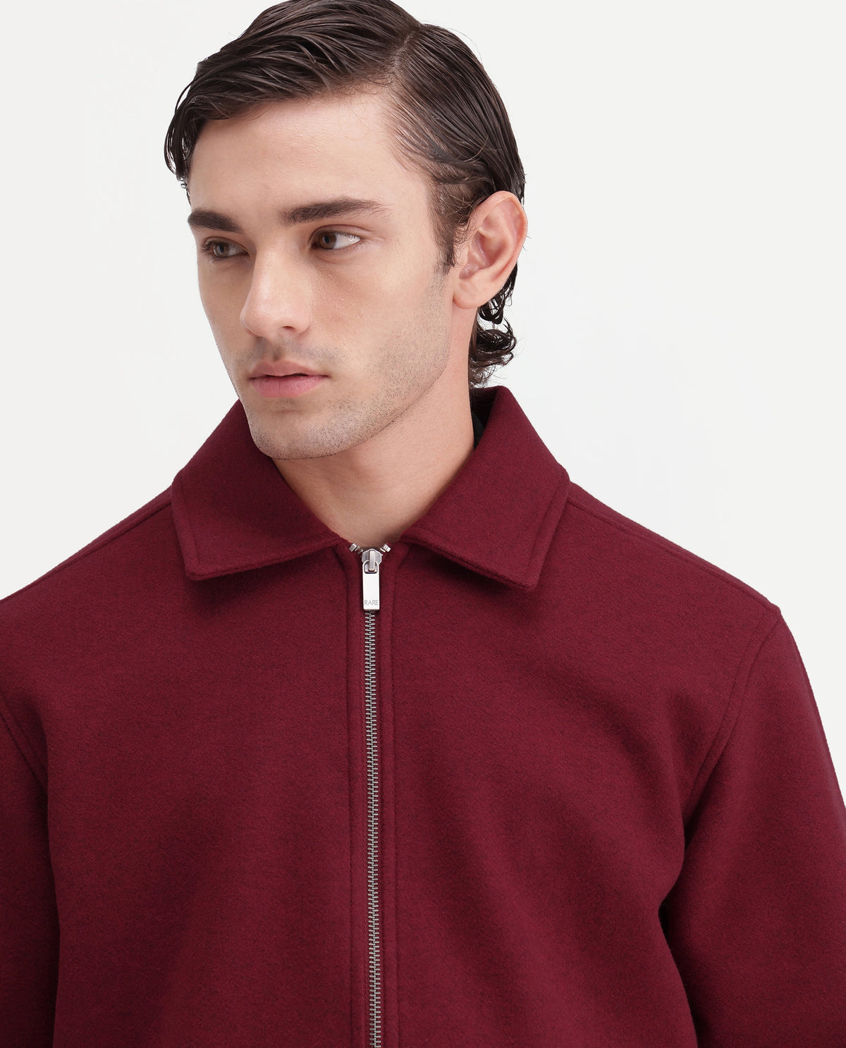 Rare Rabbit Men's Tweeder-26 Red Polyester Spread Collar Regular Plain Jacket