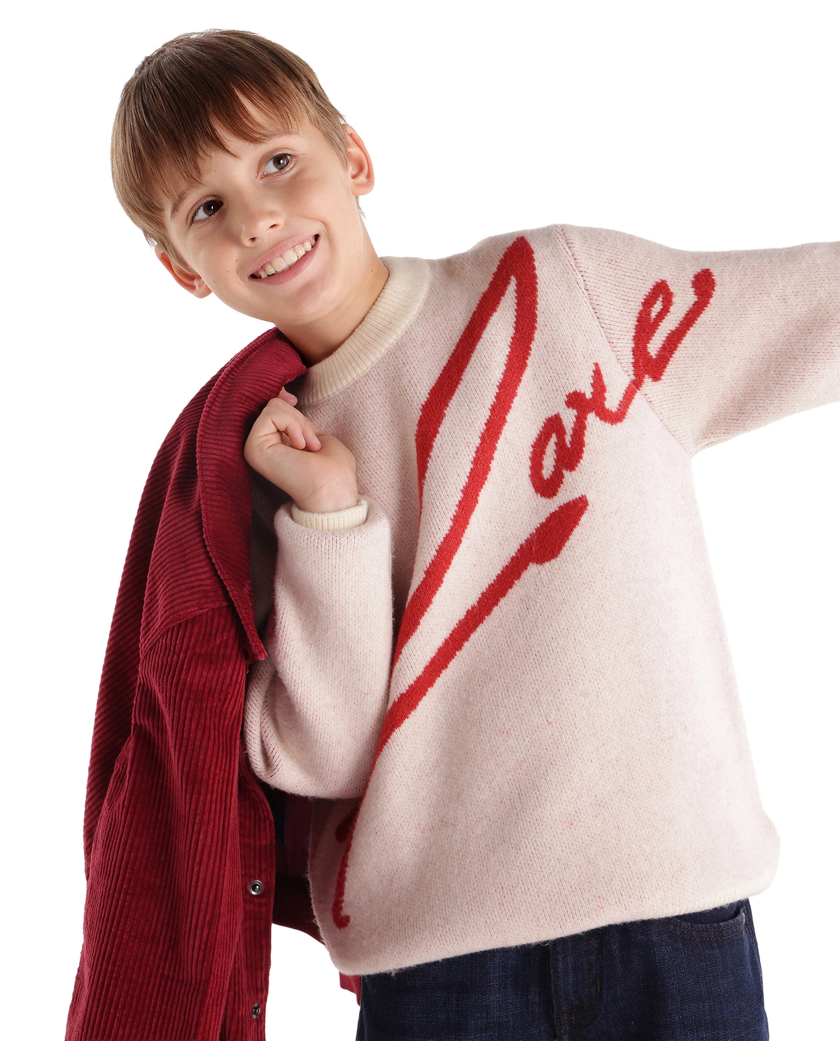 Rare Ones Kids Oscar Off White Acrylic Blend Pull-On Closure Regular Fit Graphic Print Sweater - image 1