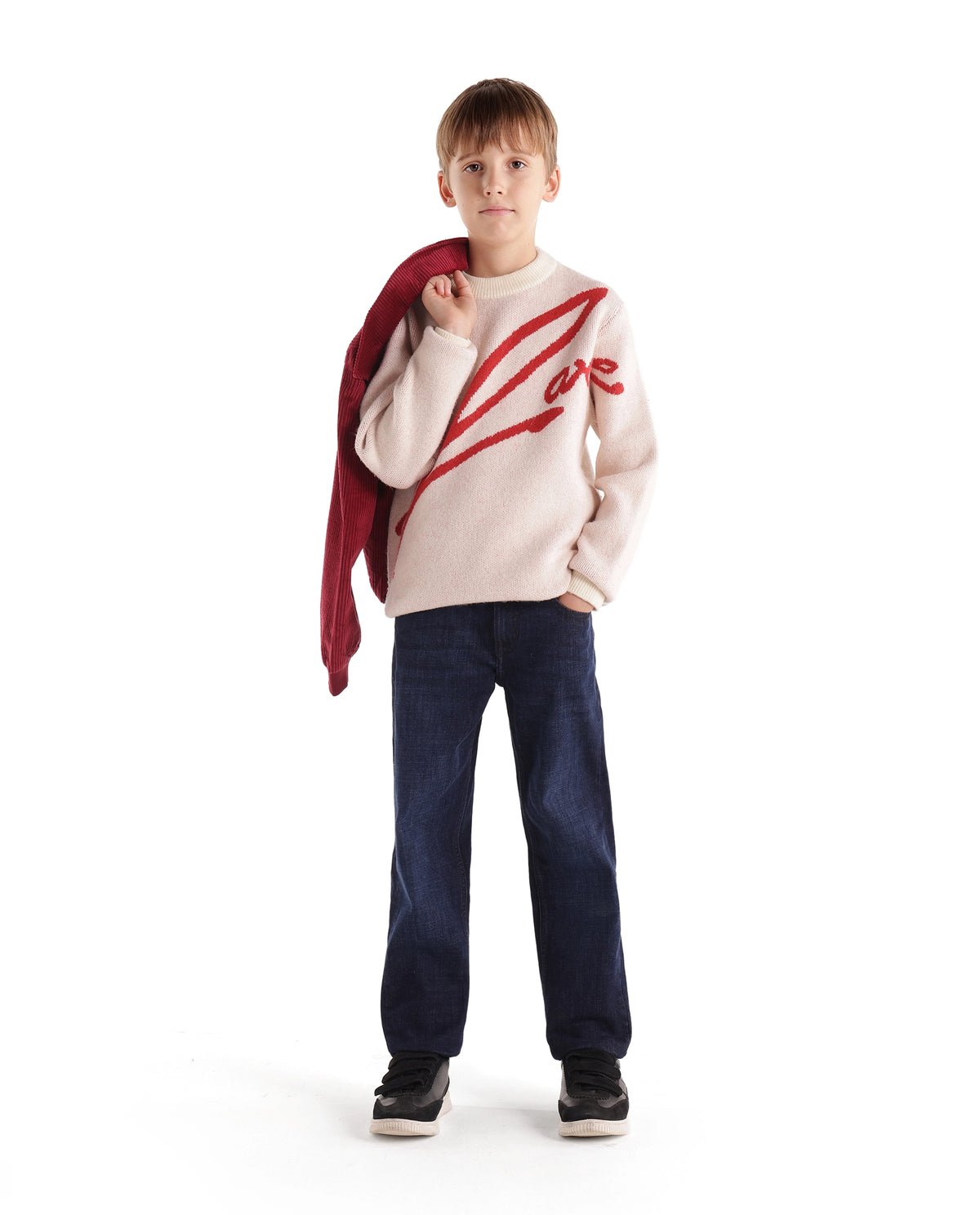 Rare Ones Kids Oscar Off White Acrylic Blend Pull-On Closure Regular Fit Graphic Print Sweater - image 2