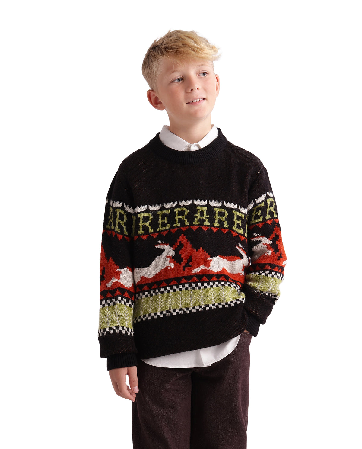 Rare Ones Kids Gabin Black Acrylic Blend Pull-On Closure Regular Fit Printed Sweater - image 4