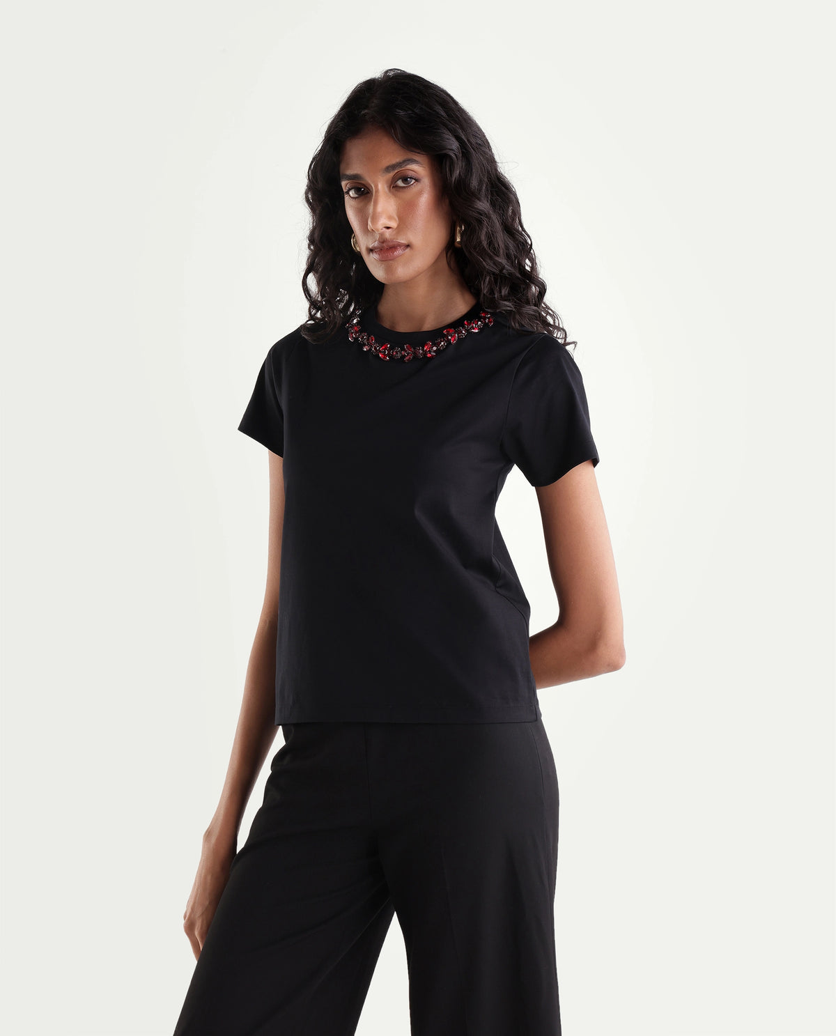 Rareism Women's Pemon Black Cotton Pull-On Regular Fit T-Shirt - image 5