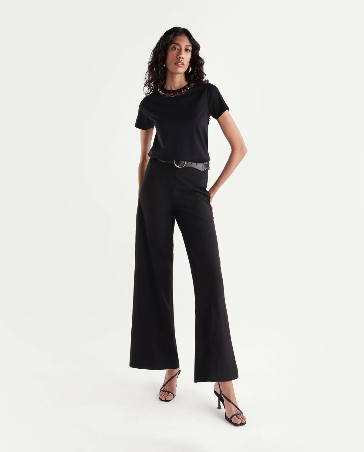Rareism Women's Pemon Black Cotton Pull-On Regular Fit T-Shirt - image 2