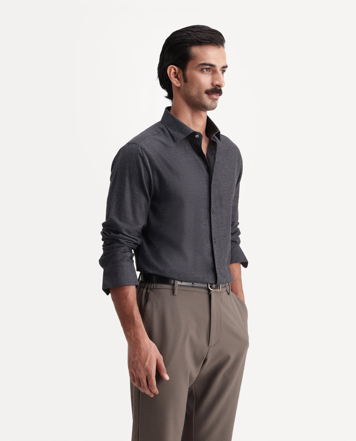 Rare Rabbit Men's Spar Black Cotton Blend Spread Collar Regular Fit Plain Shirt - image 7