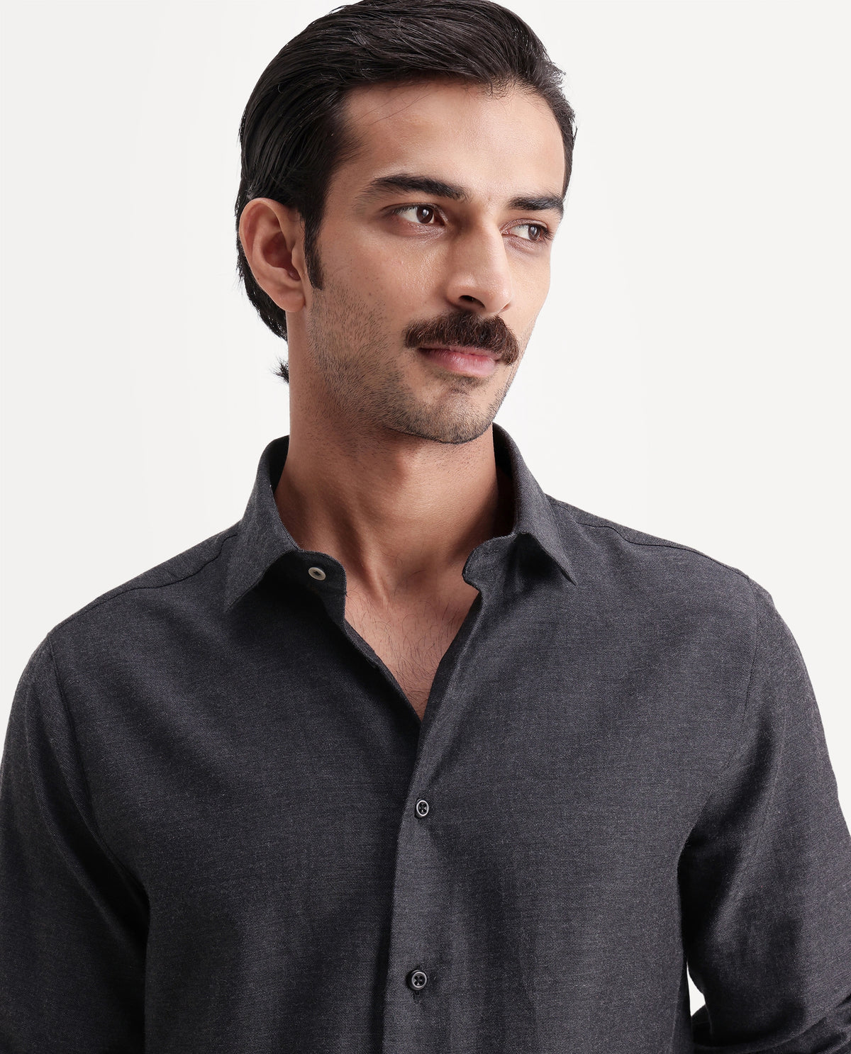Rare Rabbit Men's Spar Black Cotton Blend Spread Collar Regular Fit Plain Shirt - image 6