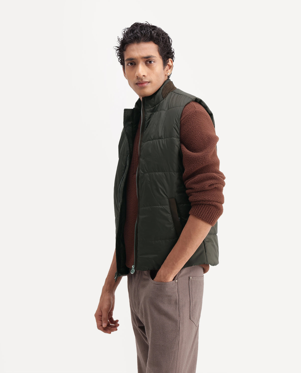 Rare Rabbit Men's Ravo Olive Polyester High Neck Regular Plain Jacket - image 5