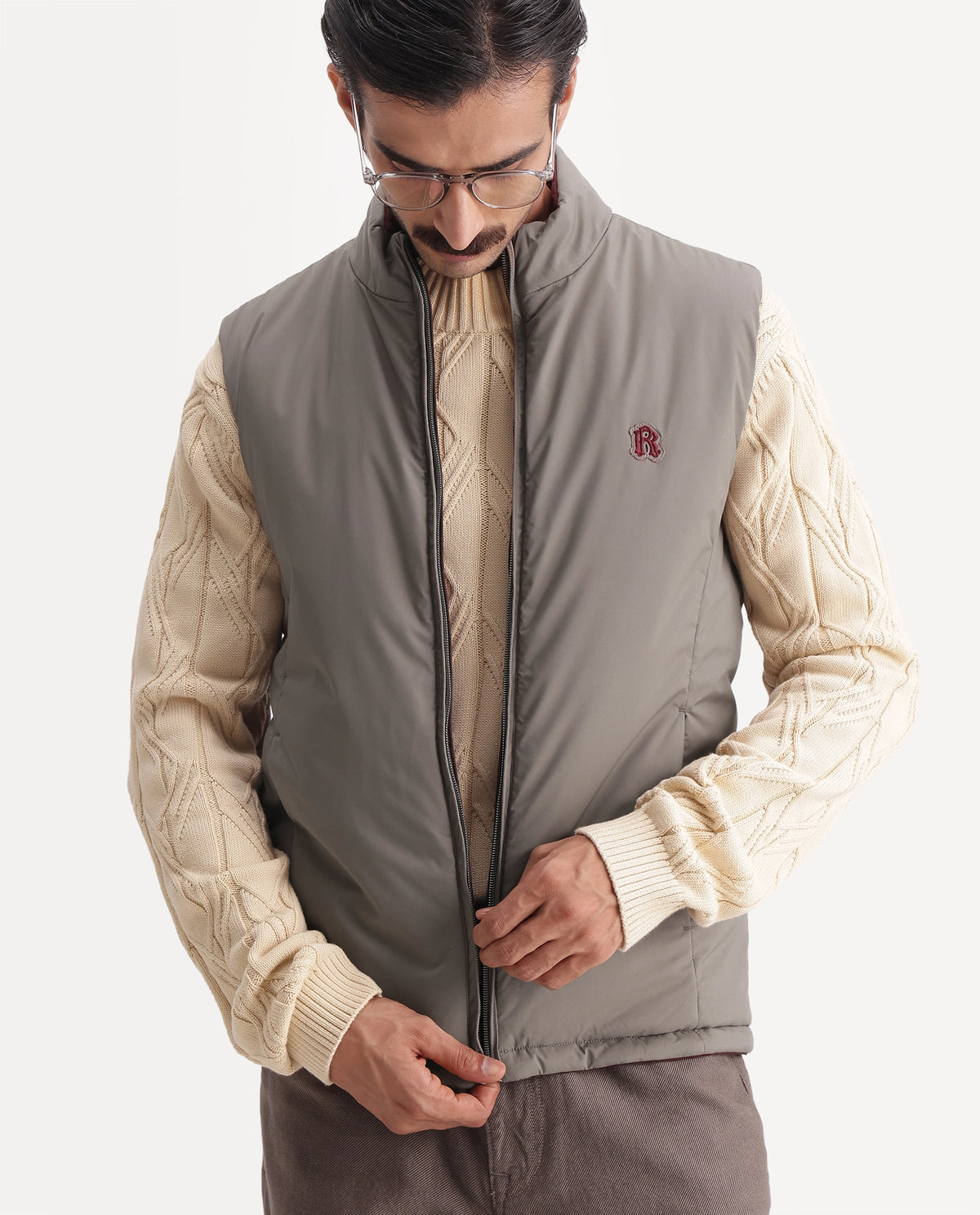 Rare Rabbit Men's Mint Dusky Grey Polyester High Neck Regular Plain Jacket - image 1