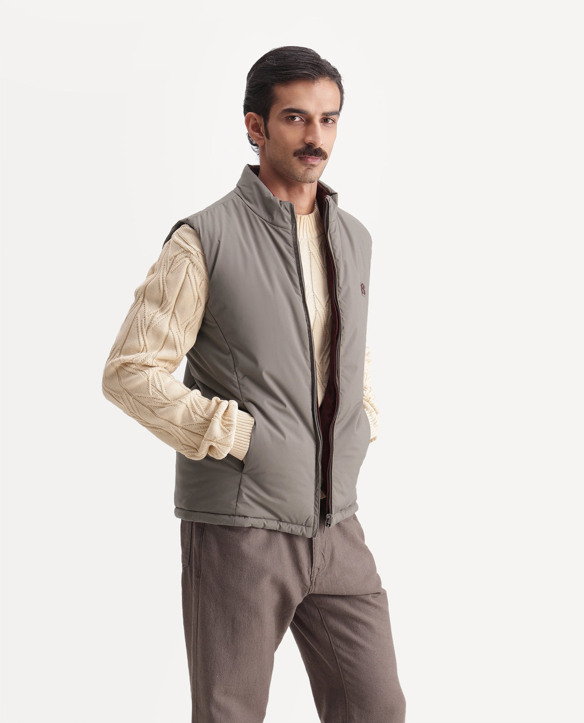 Rare Rabbit Men's Mint Dusky Grey Polyester High Neck Regular Plain Jacket - image 7