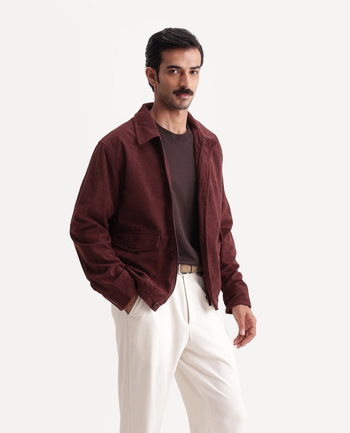 Rare Rabbit Men's Misha Maroon Polyester Spread Collar Regular Textured Jacket - image 4