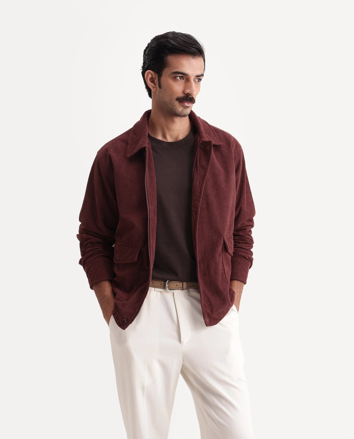 Rare Rabbit Men's Misha Maroon Polyester Spread Collar Regular Textured Jacket - image 5