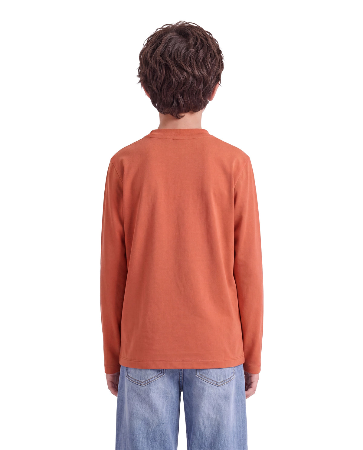 Rare Ones Kids Ryke Dusky Orange Cotton Blend Fabric Crew Neck Pull-On Closure Regular Fit Graphic Print T-Shirt