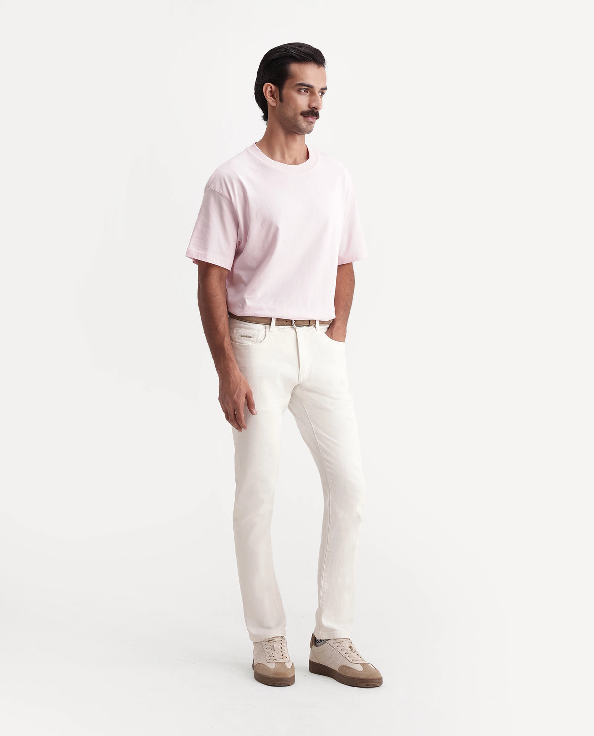 Rare Rabbit Men's Sade Off White Cotton Blend Hawk Slim Plain Jeans - image 6