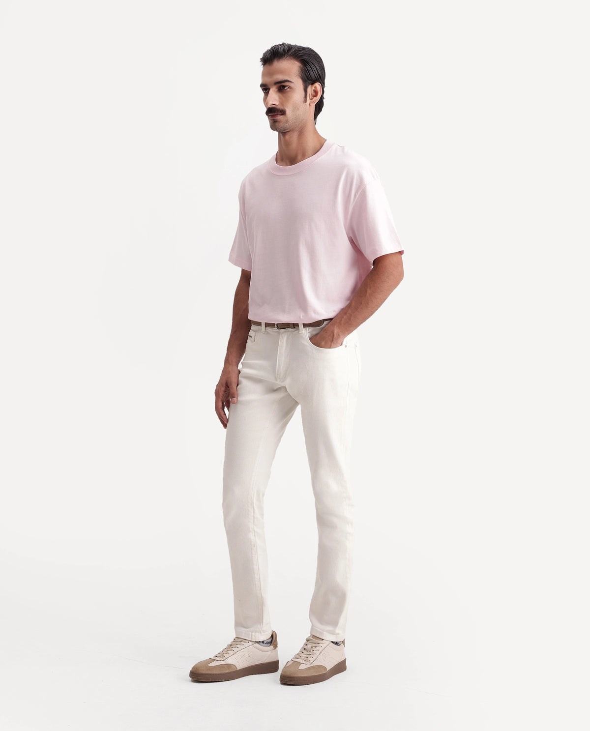Rare Rabbit Men's Sade Off White Cotton Blend Hawk Slim Plain Jeans - image 5