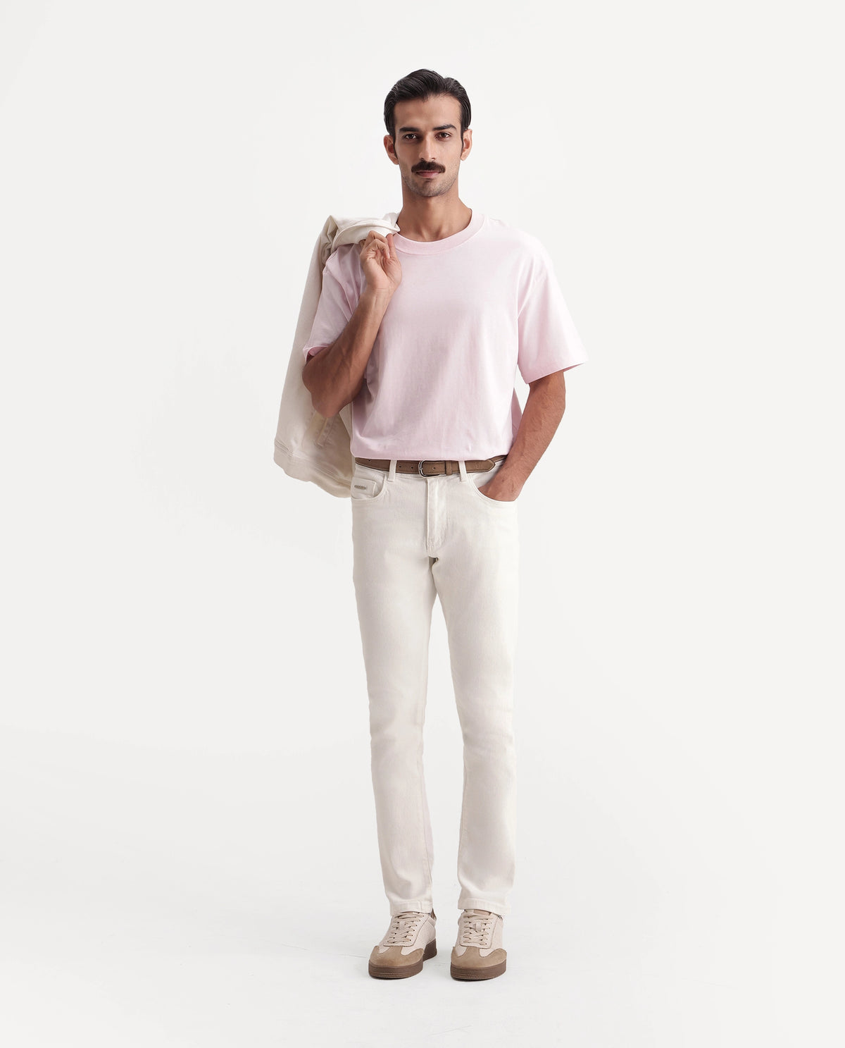 Rare Rabbit Men's Sade Off White Cotton Blend Hawk Slim Plain Jeans - image 2