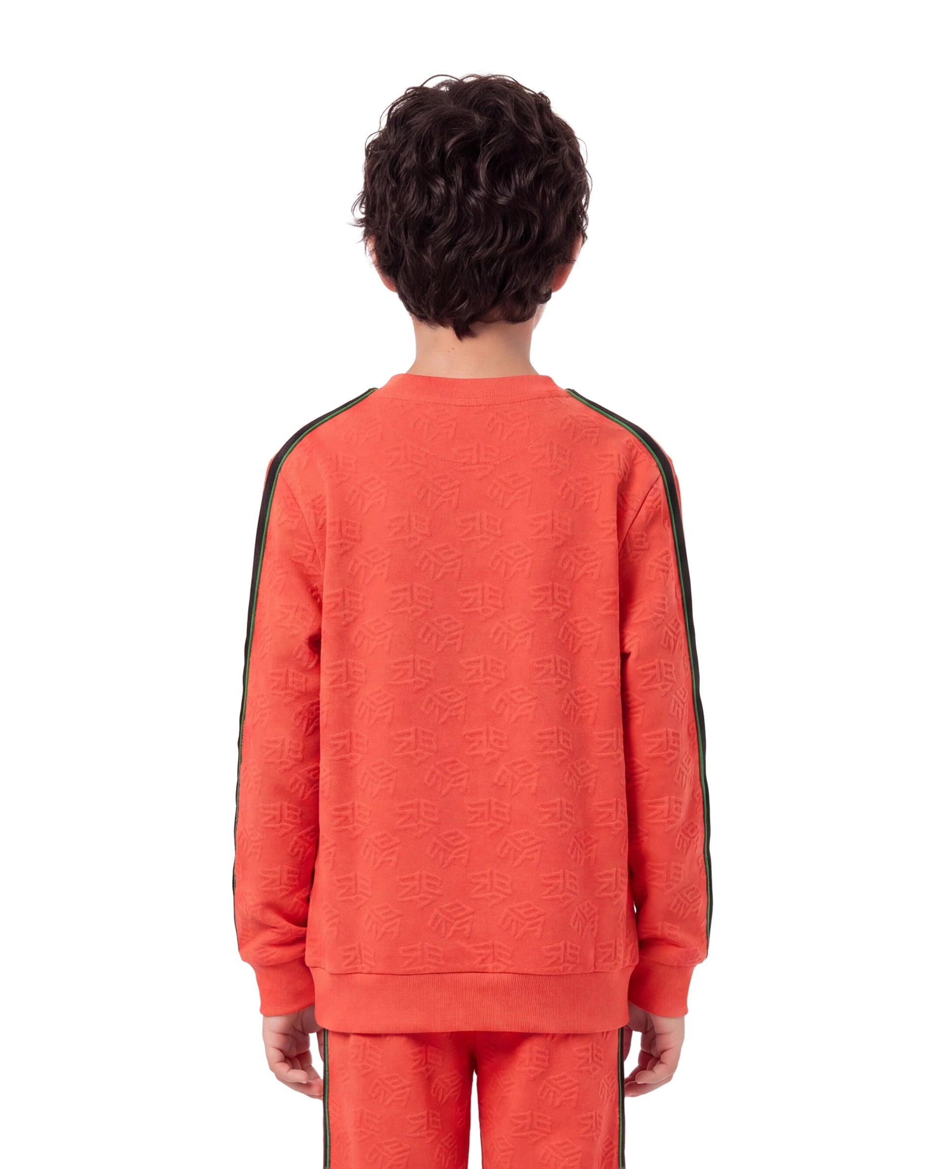 Rare Ones Kids Ziona Orange Cotton Blend Fabric Crew Neck Pull-On Closure Regular Fit Jacquard Sweatshirt